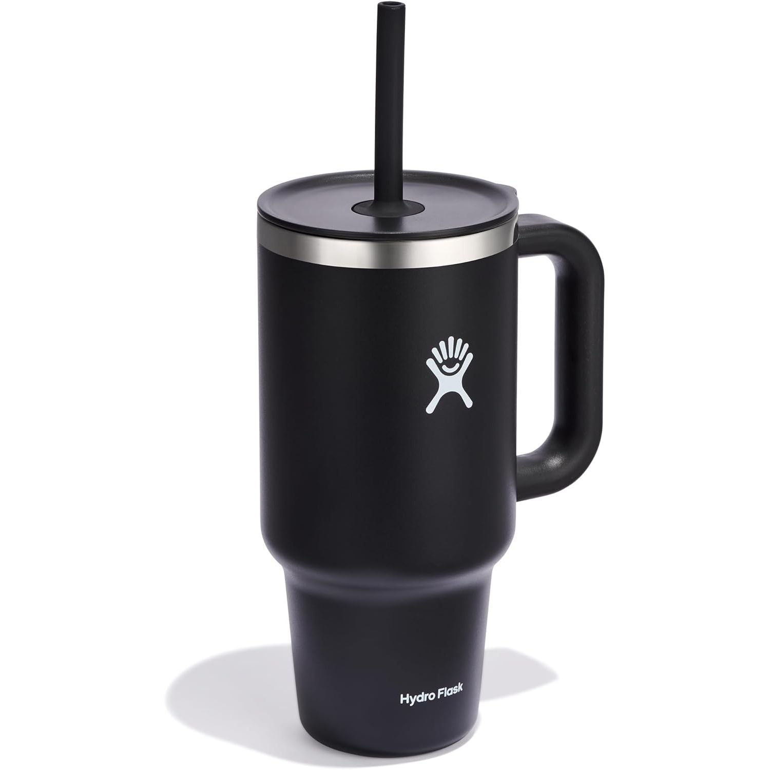 Hydro Flask Travel Tumbler with Handle, Lid and Straw | Thermal bottle - Insulated Stainless Steel in 32 Oz Black