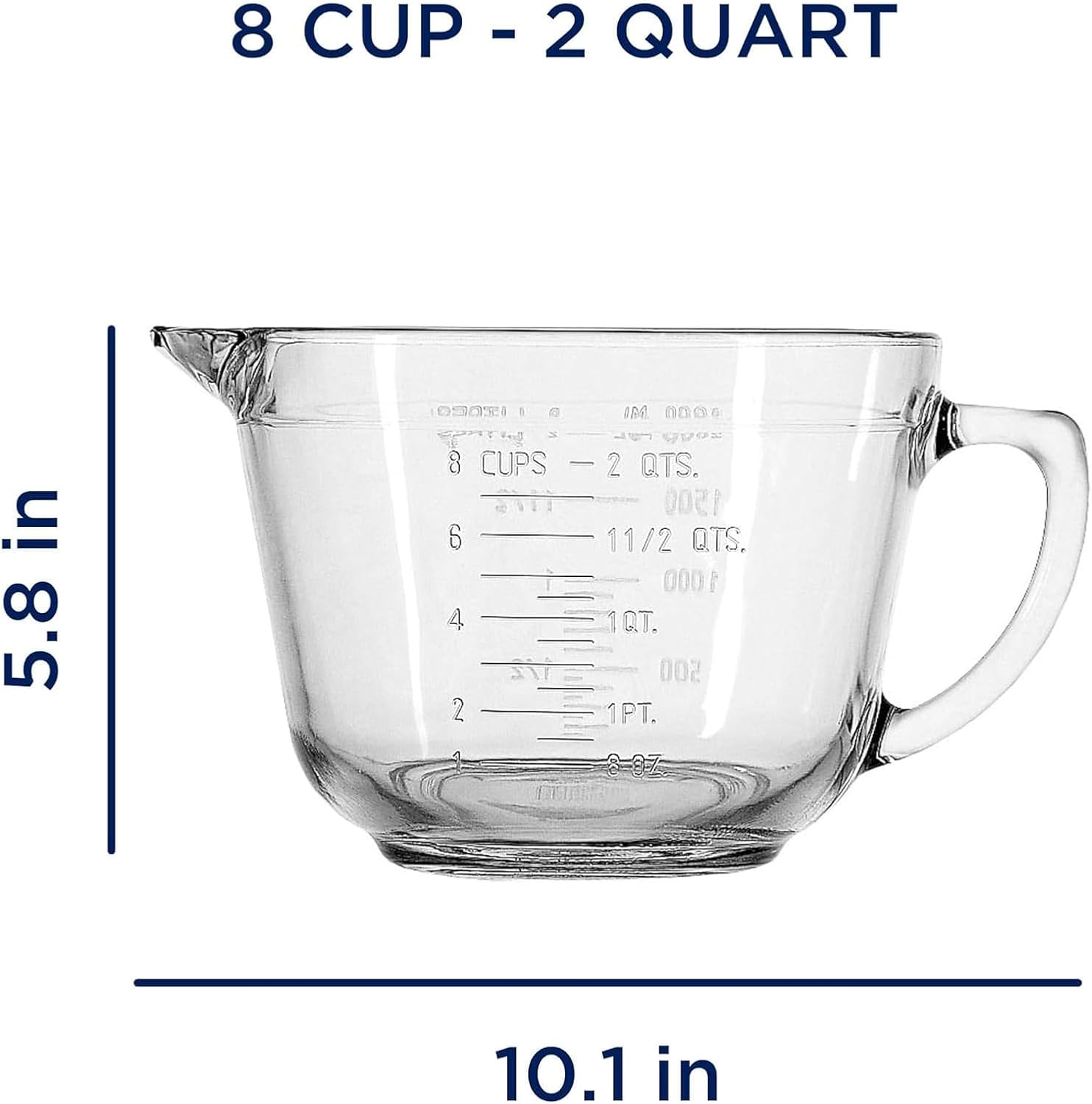 Anchor Hocking Batter Bowl, 2 Quart Glass Mixing Bowl