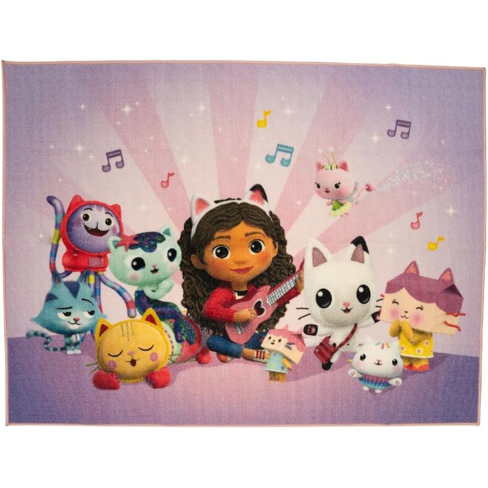 DreamWorks Gabby's Dollhouse Kids Room Non Slip Area Rug, 69 in x 52 in, (Official Licensed Product) by Franco