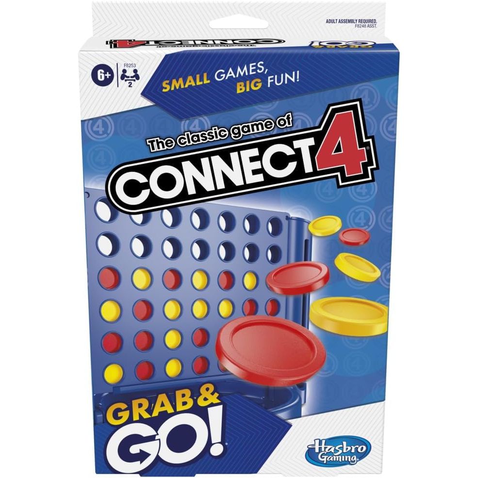 Connect 4 Portable Game for Ages 6 and Up, Grab and Go, 2 Players, Compact, Travel Size