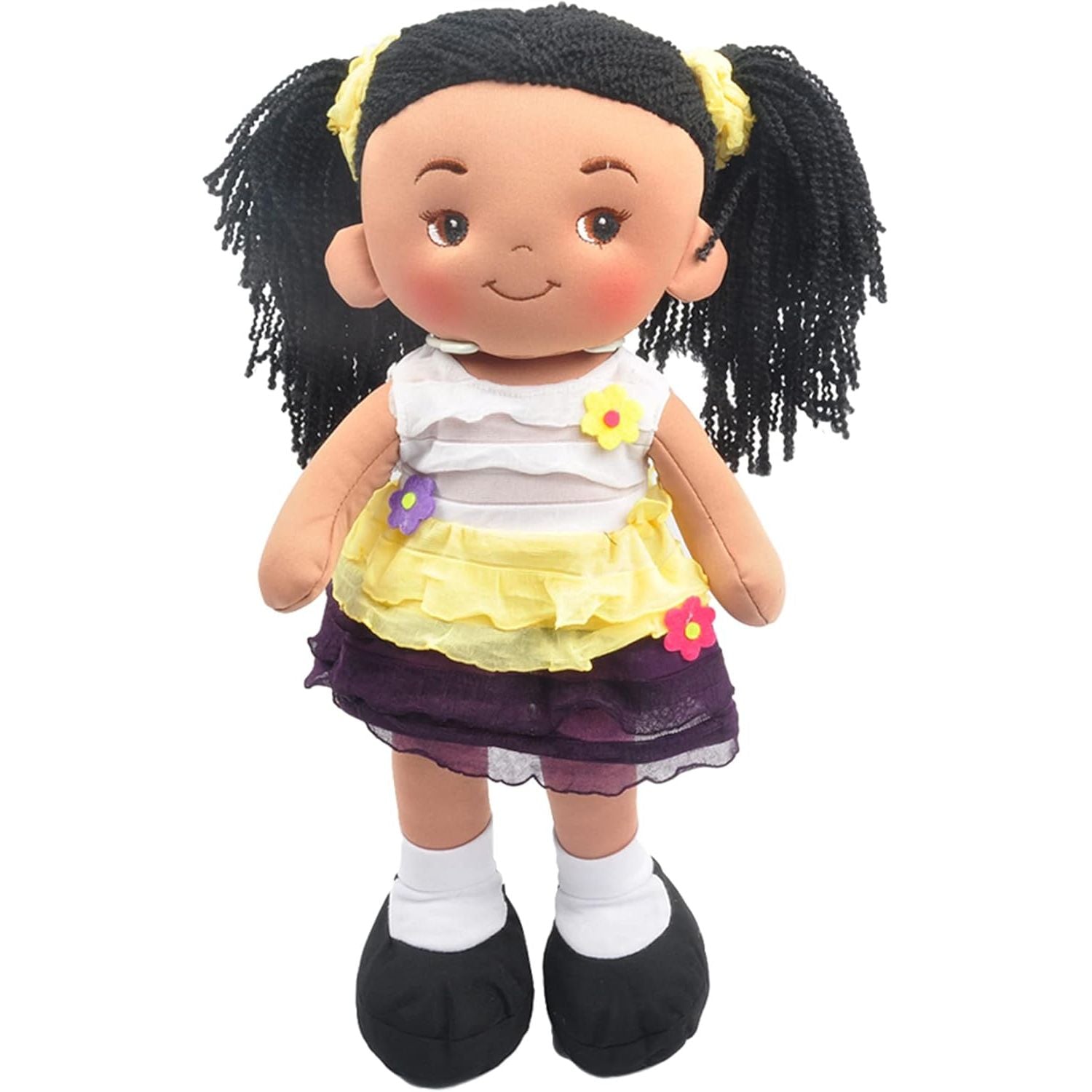 Linzy Plush 16" Yellow Aissa Rag Doll for Girls, Soft Plush Rag Doll, Sleeping Cuddle Buddy for Toddlers, Infants and Babies, Muñecas de trapo para niña, First Doll for Kids, Safe for All Ages