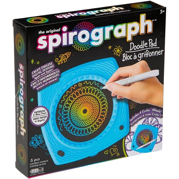 Spirograph Doodle Pad– Arts and Crafts, Scratch Art, LCD Writing Tablet for Kids, Kids Toys, Art Supplies, Drawing Kit, Spiral Art, Double-Sides Stylus, Build-in Storage, Stencils Included, Ages 5+