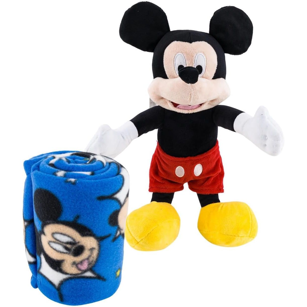 Northwest Mickey Mouse Travel Set - 2 Piece Kids Travel Set Includes Blanket 40" X 50" & Plush
