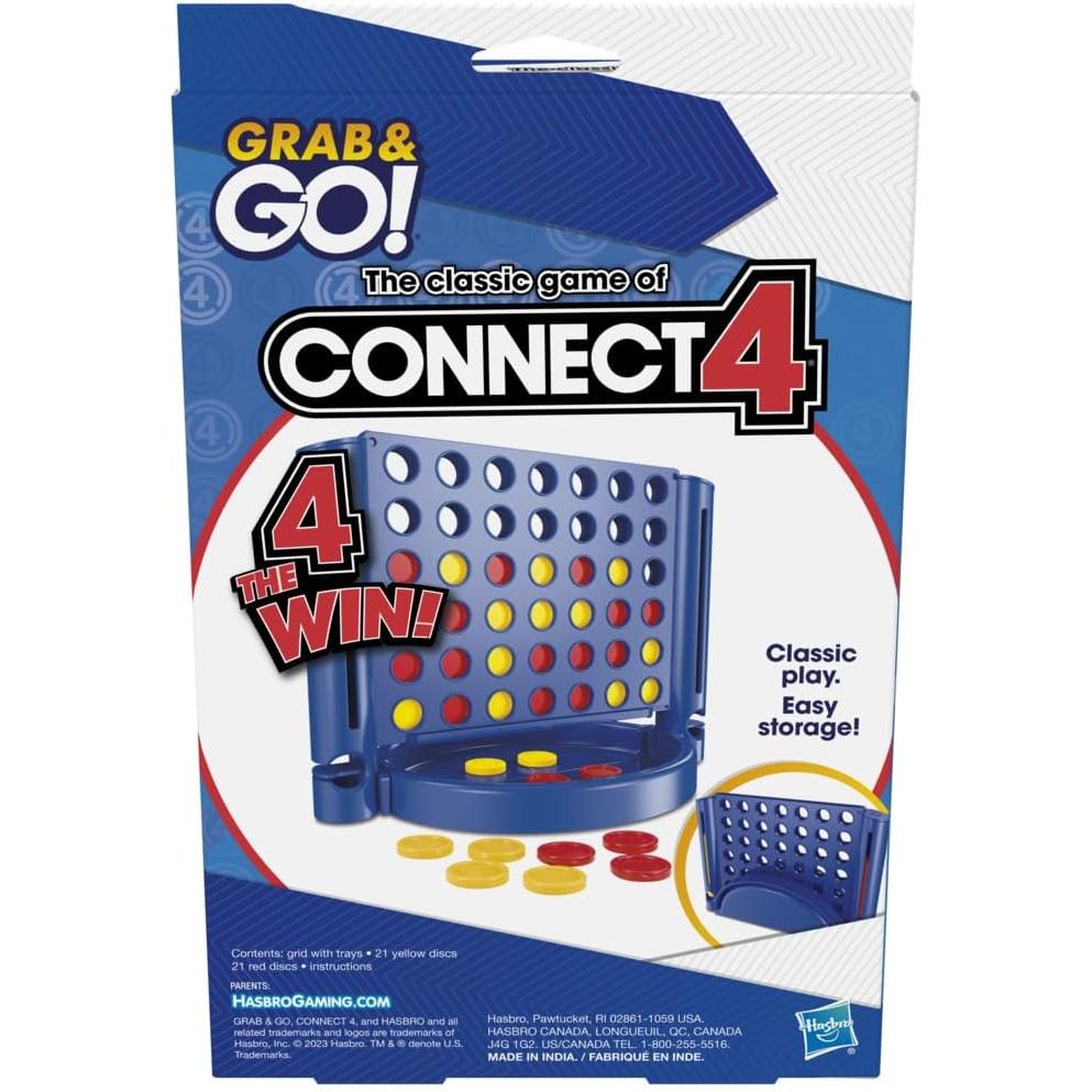 Connect 4 Portable Game for Ages 6 and Up, Grab and Go, 2 Players, Compact, Travel Size