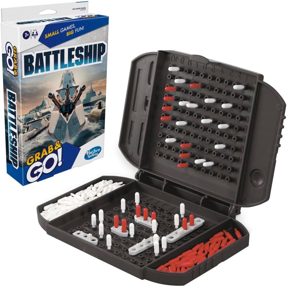 Battleship Grab and Go Game for Ages 7 and Up, Portable for 2 Players, Travel Play for Kids