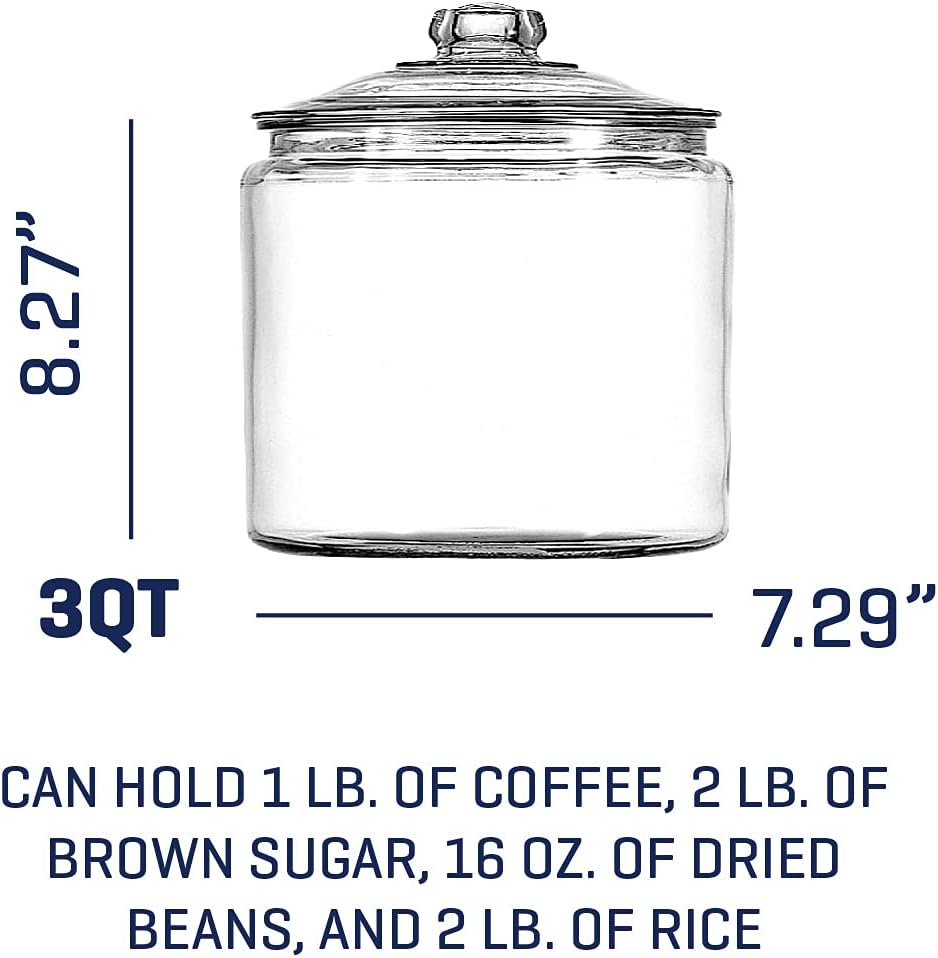 Anchor Hocking Heritage Hill 3 Quart Glass Jar with Lid