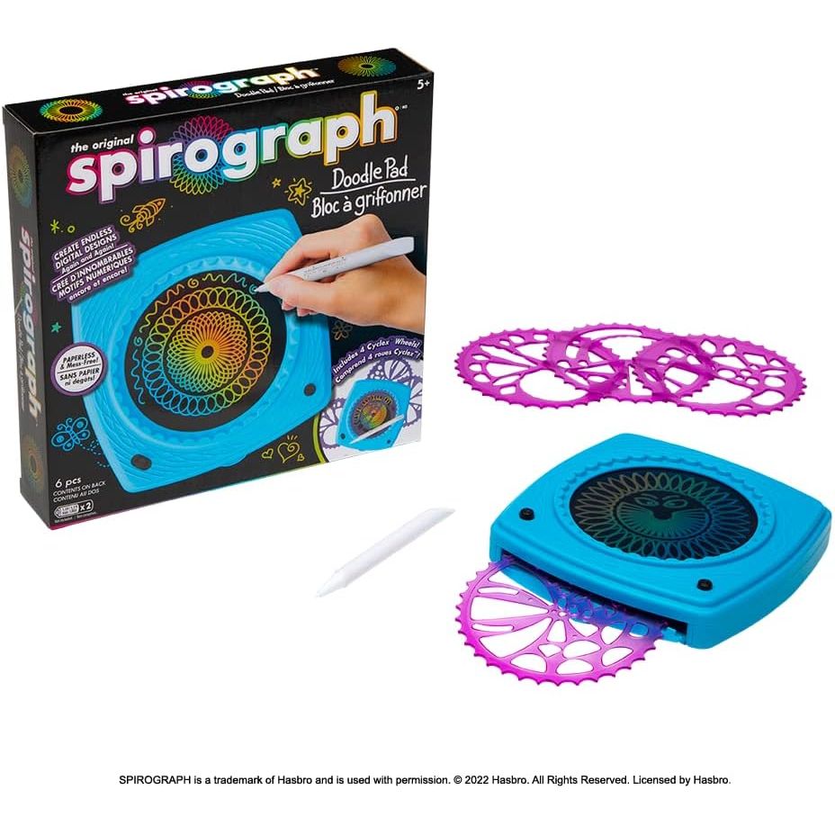 Spirograph Doodle Pad– Arts and Crafts, Scratch Art, LCD Writing Tablet for Kids, Kids Toys, Art Supplies, Drawing Kit, Spiral Art, Double-Sides Stylus, Build-in Storage, Stencils Included, Ages 5+