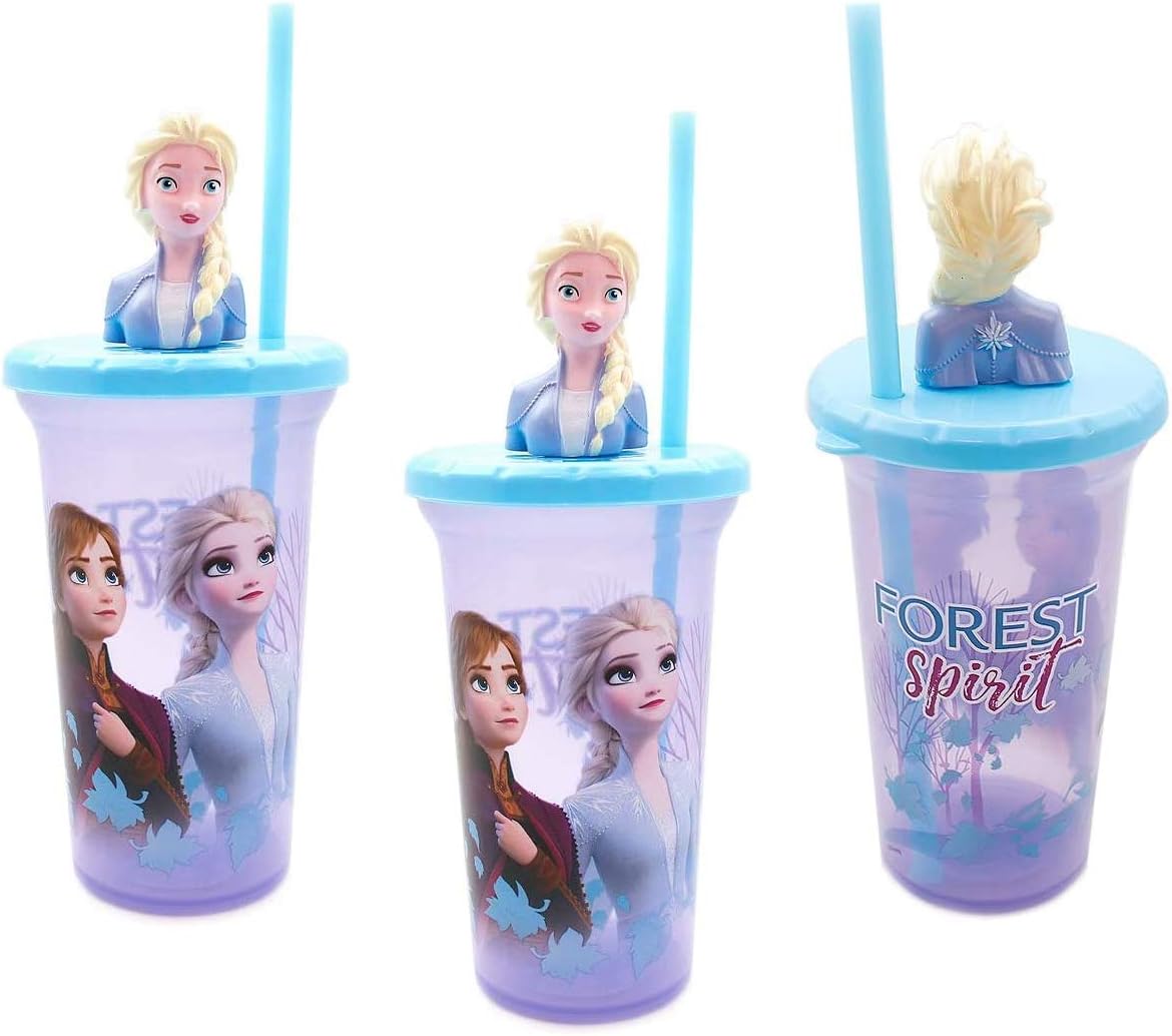 [3-Pack] Disney Frozen II Elsa 15oz Buddy Sip Tumbler Cup with Lid & Straw, BPA-Free
