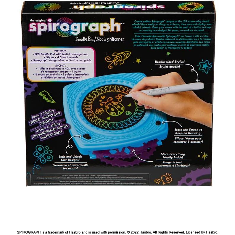 Spirograph Doodle Pad– Arts and Crafts, Scratch Art, LCD Writing Tablet for Kids, Kids Toys, Art Supplies, Drawing Kit, Spiral Art, Double-Sides Stylus, Build-in Storage, Stencils Included, Ages 5+