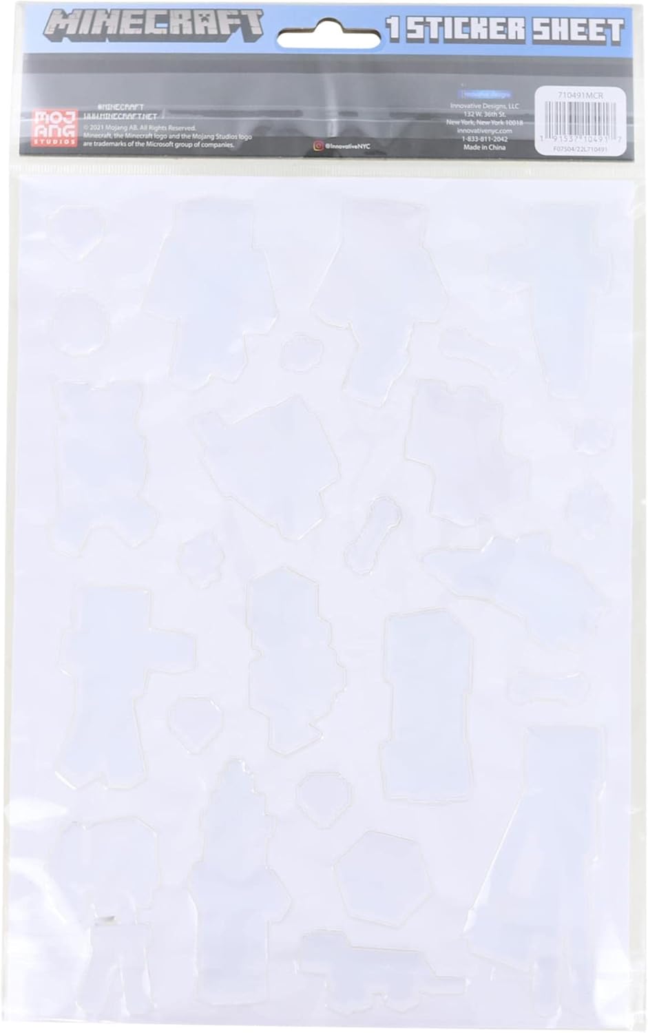 Minecraft Raised 3D Stickers | One Sheet