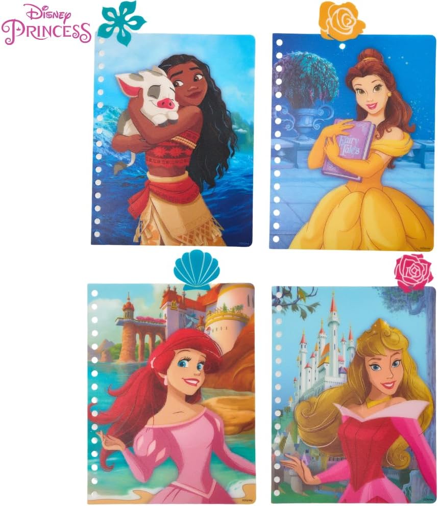Innovative Designs Disney Princess Tab Journal Notebook for Kids, Spiral Bound, 96 Lined Pages, 8 x 7 inches