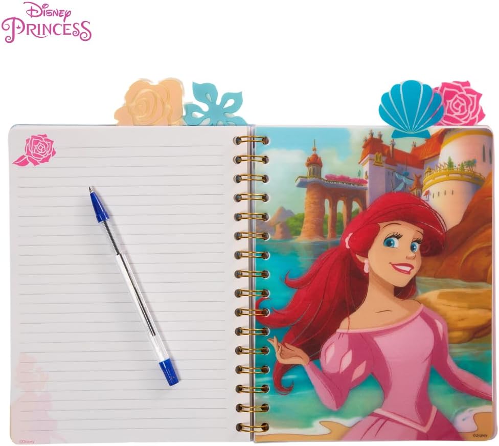 Innovative Designs Disney Princess Tab Journal Notebook for Kids, Spiral Bound, 96 Lined Pages, 8 x 7 inches