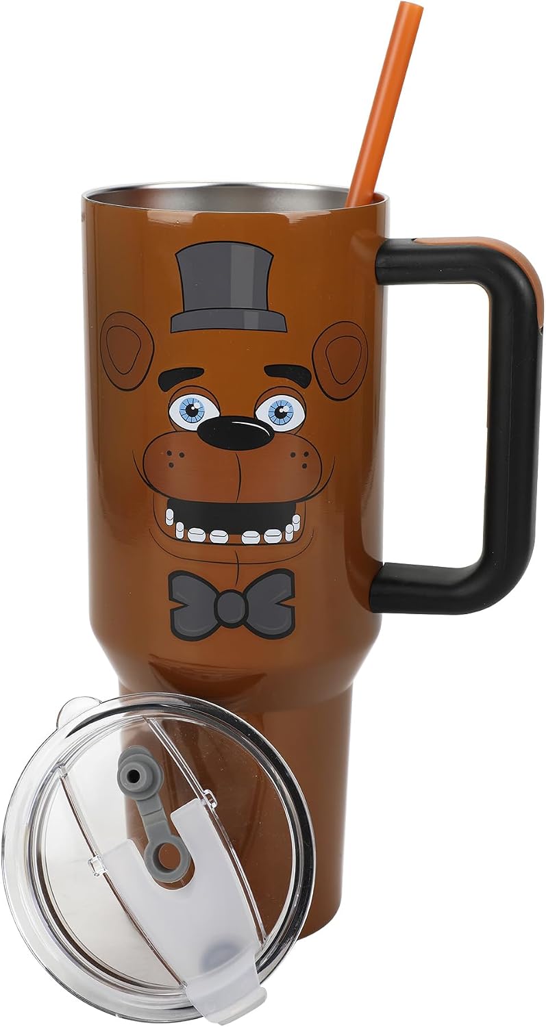 Bioworld Five Nights at Freddy's Tumbler 40-oz Stainless Steel Insulated Travel Mug with Straw