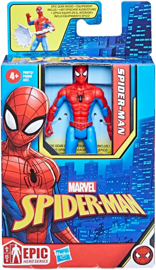 Marvel Epic Hero Series Classic Spider-Man Action Figure, 4-Inch Small Toy, With Accessory, Marvel Action Figures for Kids Ages 4 and Up, Medium