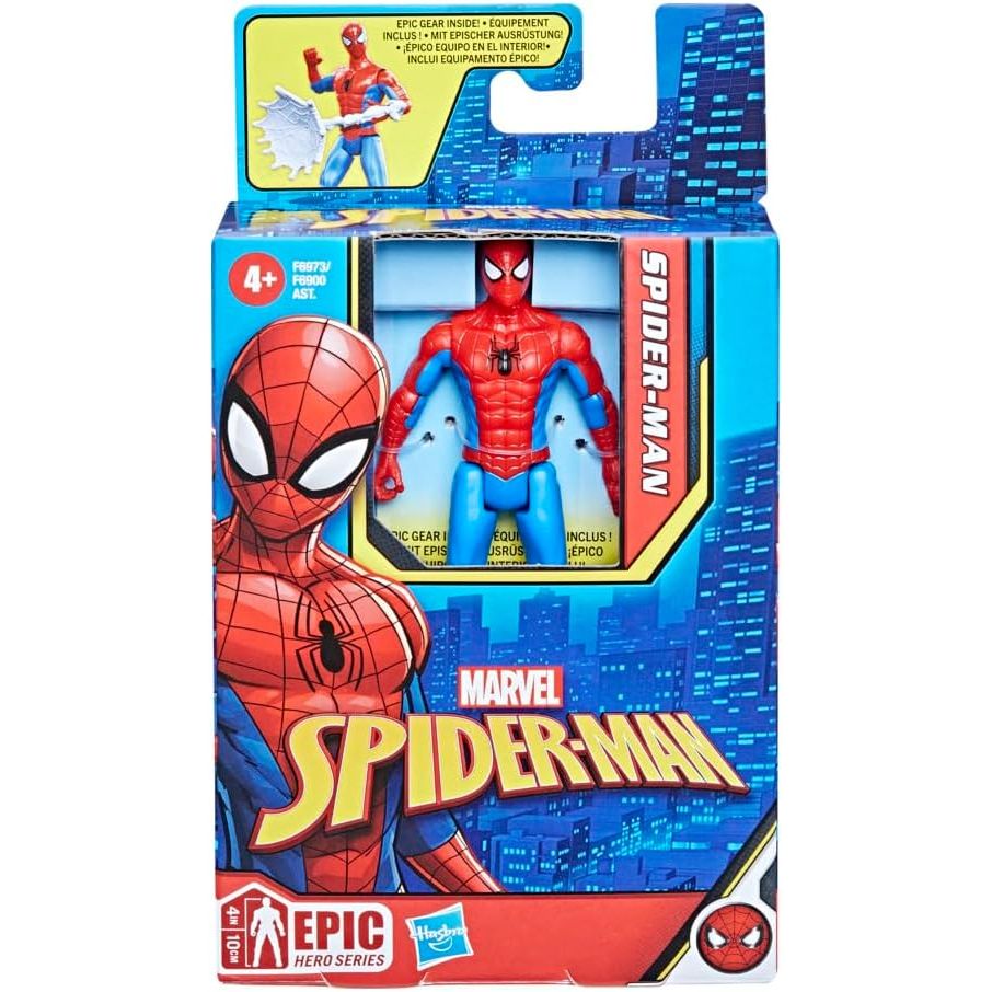 Marvel Epic Hero Series Classic Spider-Man Action Figure, 4-Inch Small Toy, With Accessory, Marvel Action Figures for Kids Ages 4 and Up, Medium