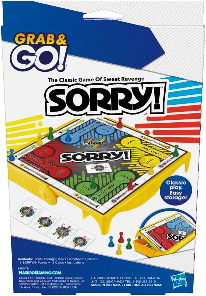 Hasbro Gaming Sorry! Grab and Go Travel-Sized Board Game