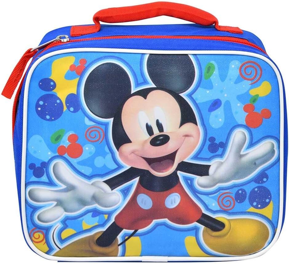 Fast Forward Kids Insulated Lunch Bag with Handle – Mickey Mouse Design – Reusable Soft Cooler Lunch Bag for Boys & Girls, School, Daycare & Travel