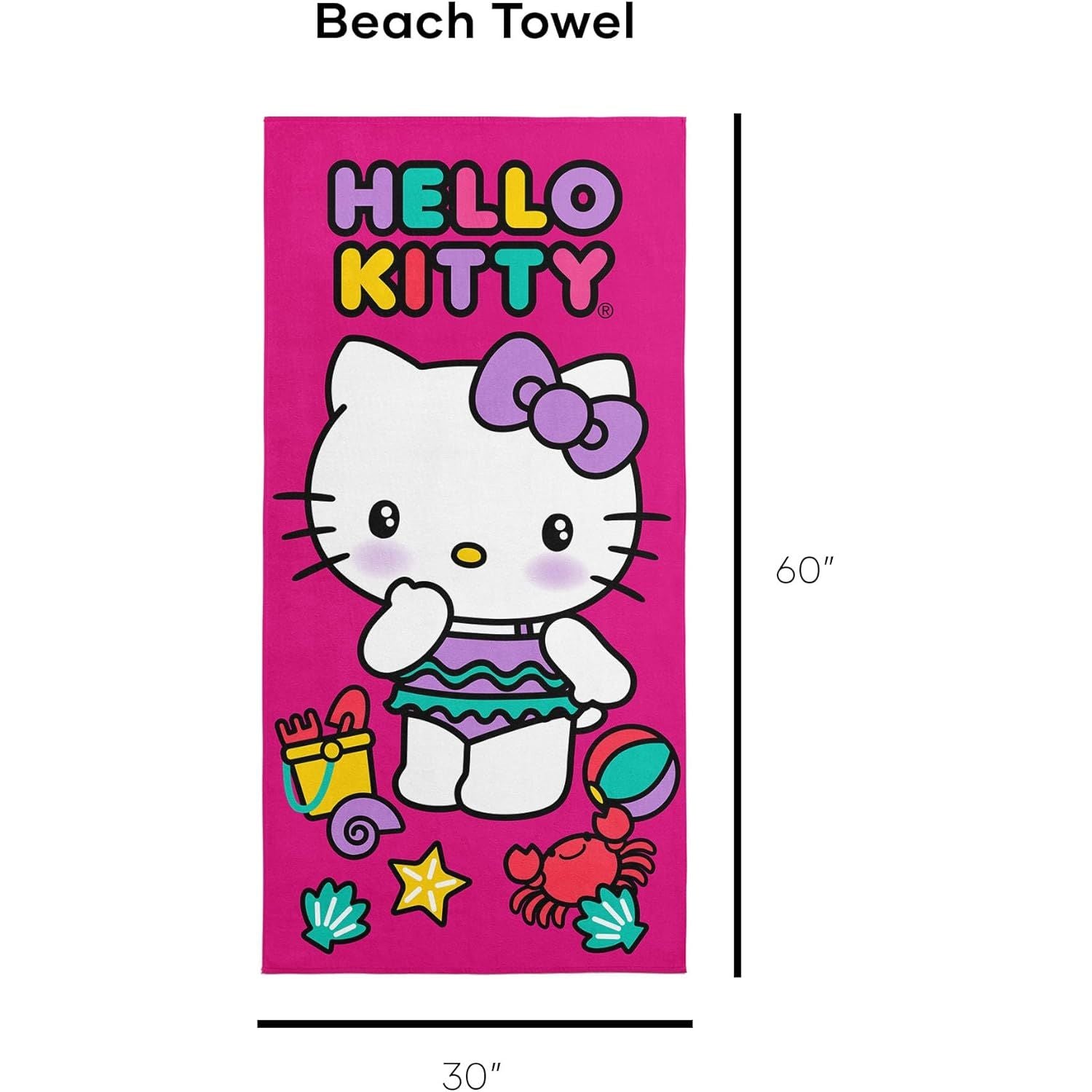 Northwest Hello Kitty Microfiber Beach Towel, 30" x 60", Hello Beach