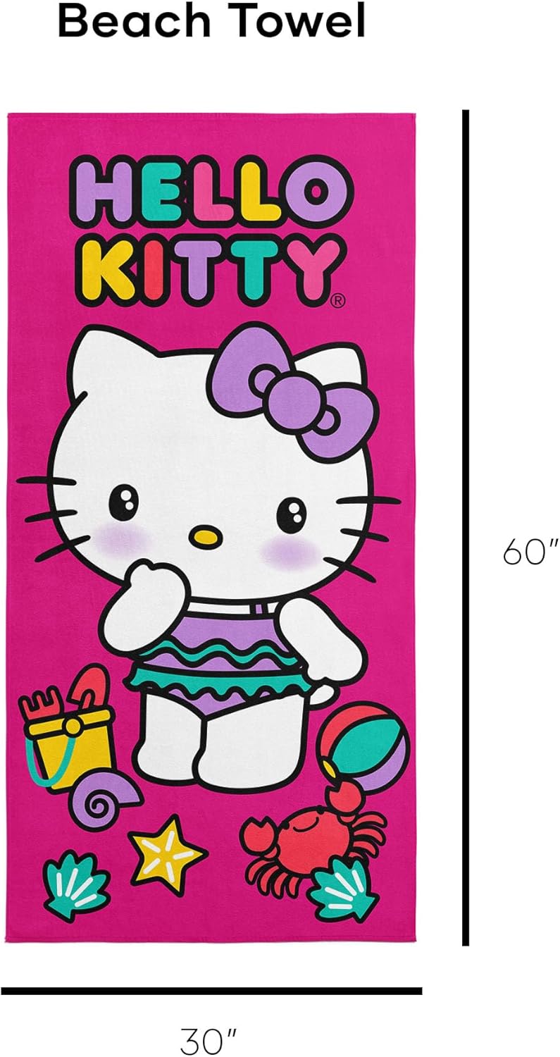 Northwest Hello Kitty Microfiber Beach Towel, 30" x 60", Hello Beach