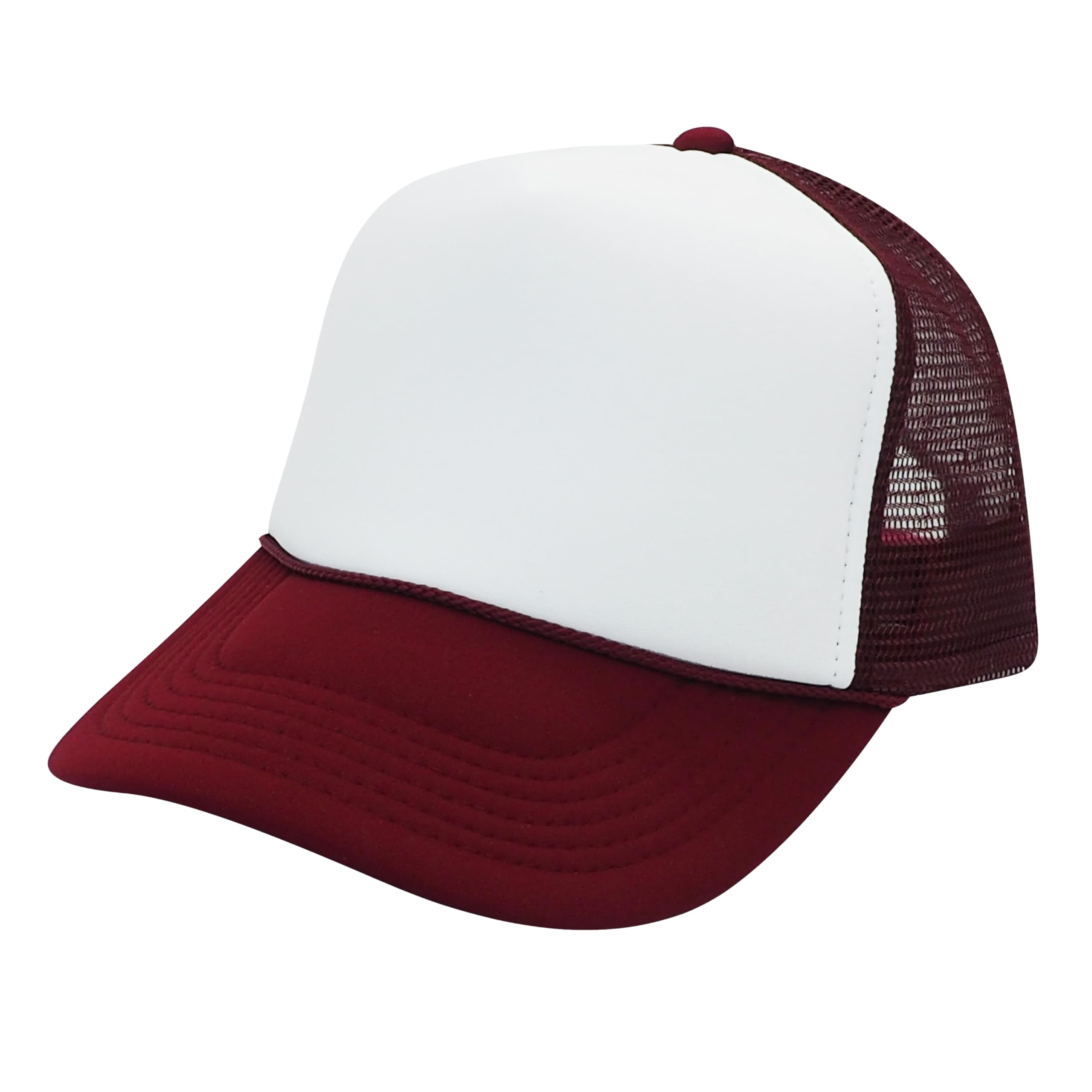 NISSUN Polyester Foam Front 5 Panel High Crown Mesh Back Trucker Two-Tone Hat
