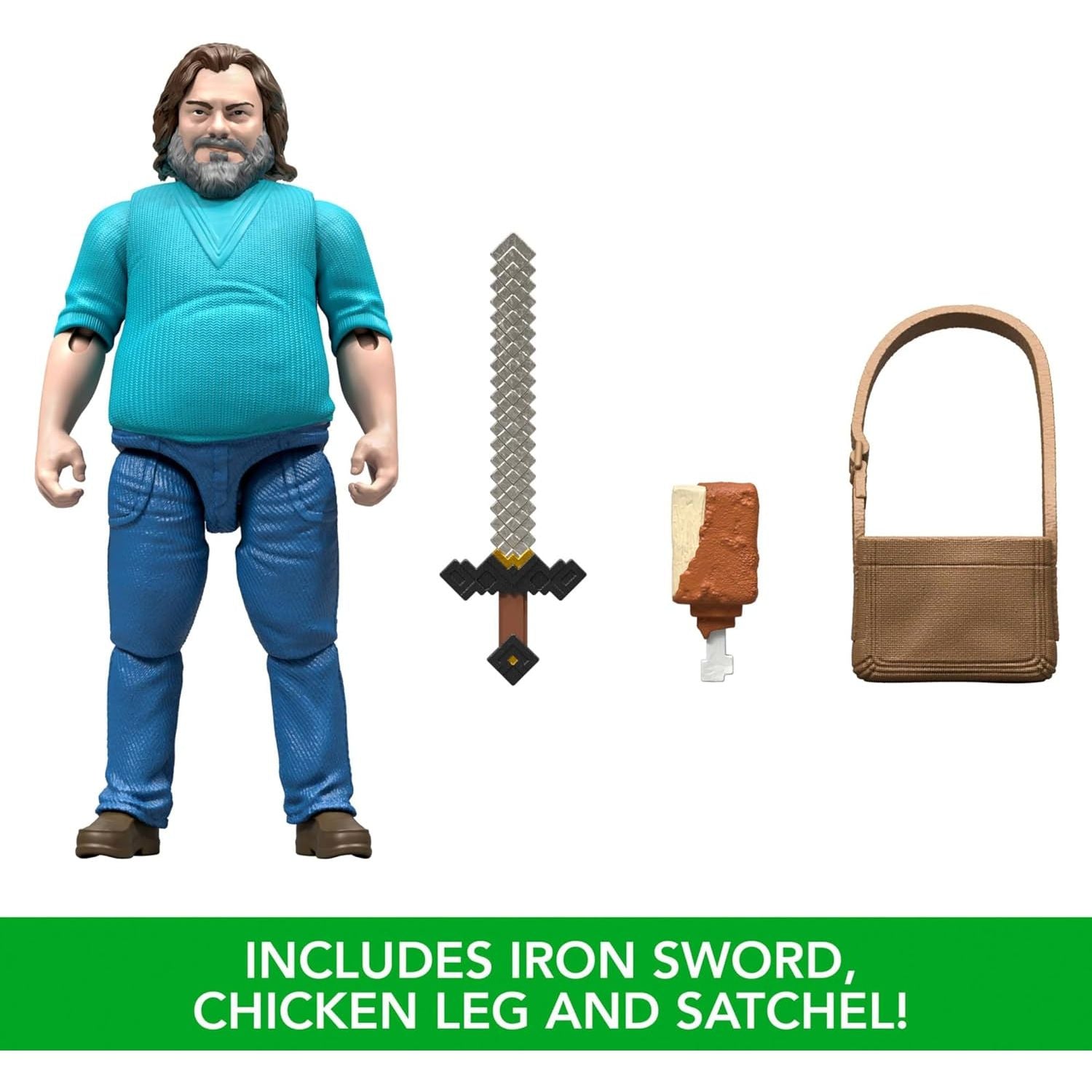 Mattel Minecraft Action Figure & Accessories Set, 4-inch Steve Posable Character Collectible Inspired by A Minecraft Movie