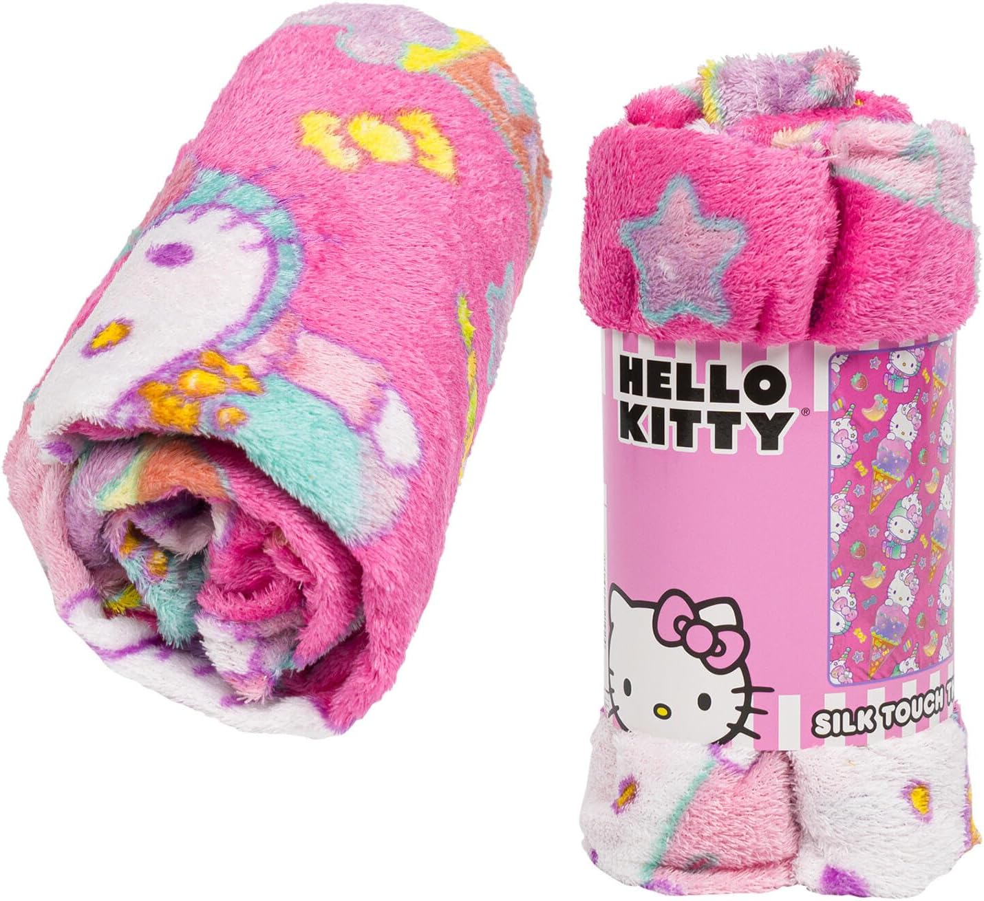 Northwest Hello Kitty Silk Throw Blanket 40"" x 50""- Ice Cream, Single, Pink, 91907