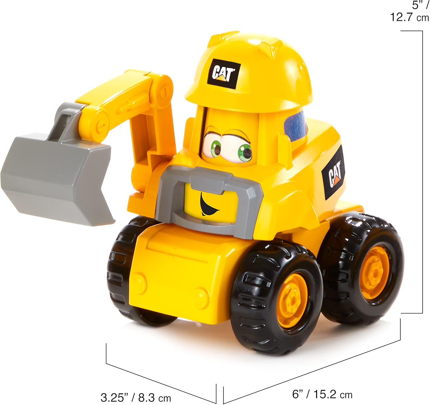 CAT Construction Toys, Junior Crew Construction Pals Excavator EduCATional Preschool Vehicle with Kid Vroom Sounds and Animated Face. for Ages 2+