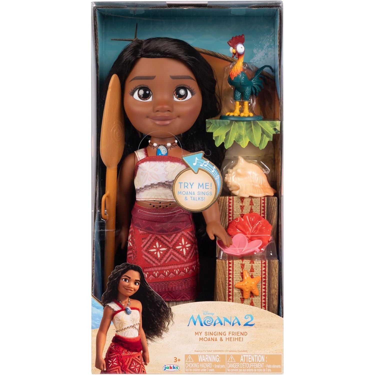 Disney Moana 2 My Singing Friend Moana Doll & Heihei Figure Playset for Girls Officially Licensed, Great Birthday Gift for Kids Girls and Boys