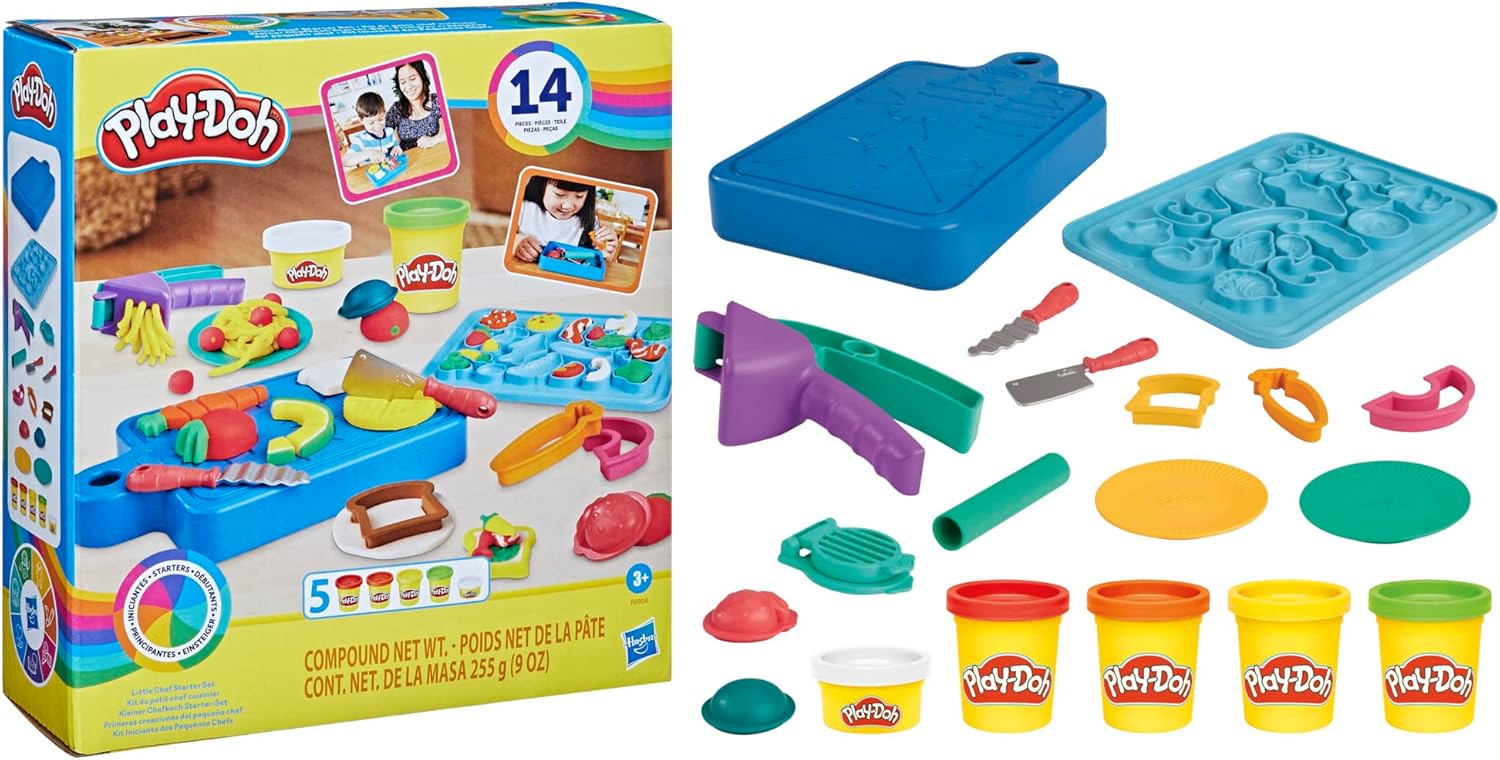 Play-Doh Little Chef Starter Set, 14 Play Kitchen Accessories, Kids Toys for 3 Year Olds and Up, Preschool Crafts