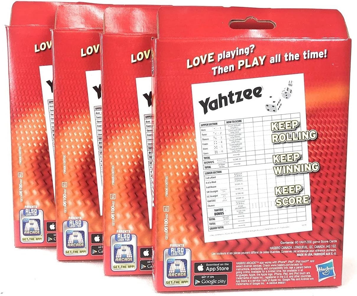 80-Sheet Yahtzee Score Cards - 4 Pack