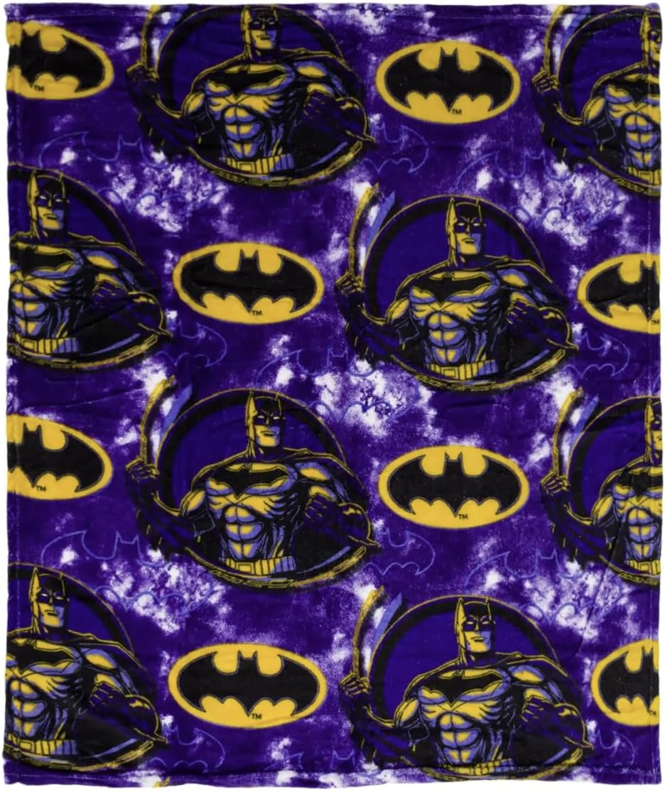 Northwest DC Batman Silk Touch Throw Blanket, Purple, 40 x 50 Inches, Polyester, Superhero Theme