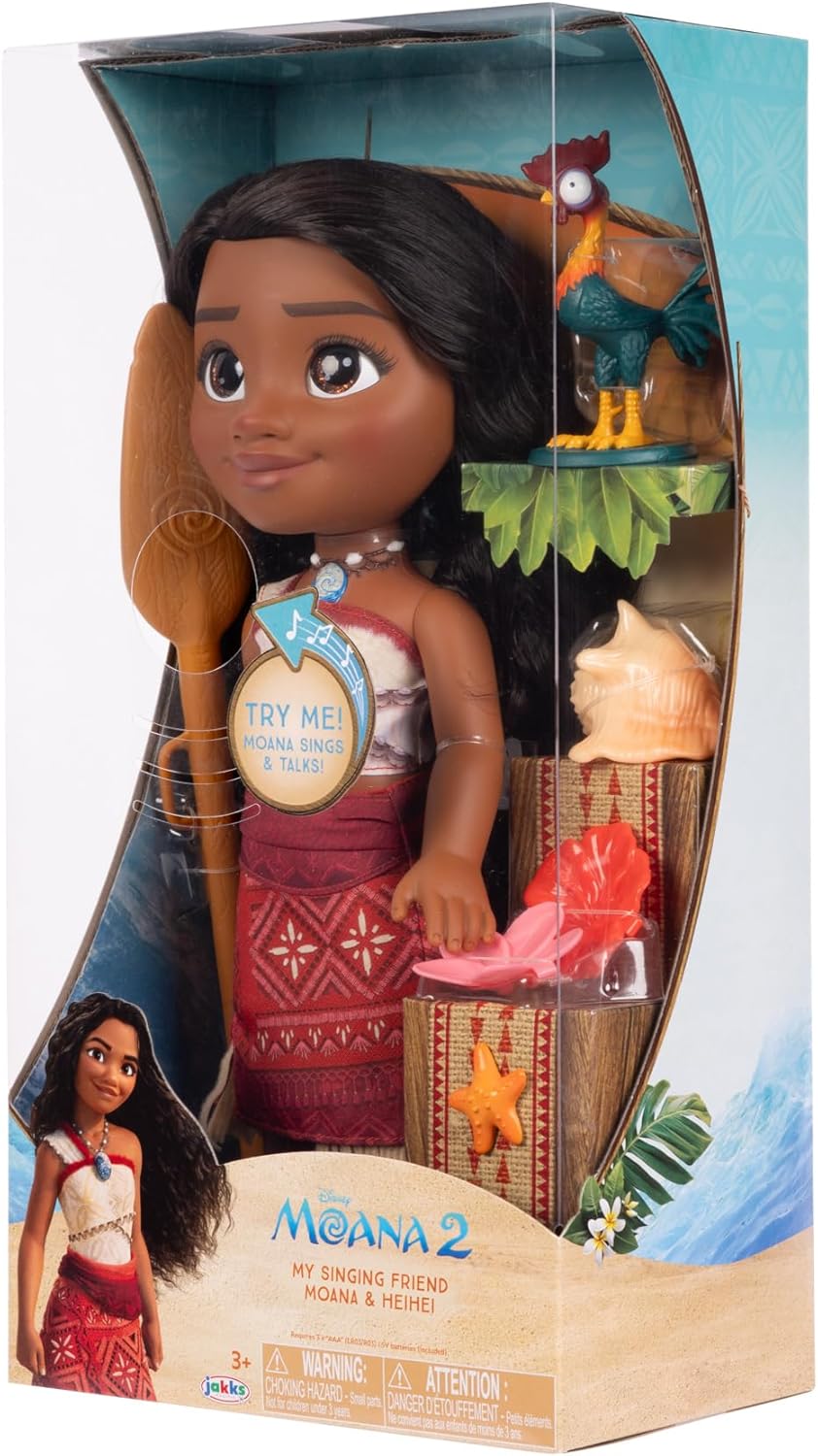 Disney Moana 2 My Singing Friend Moana Doll & Heihei Figure Playset for Girls Officially Licensed, Great Birthday Gift for Kids Girls and Boys