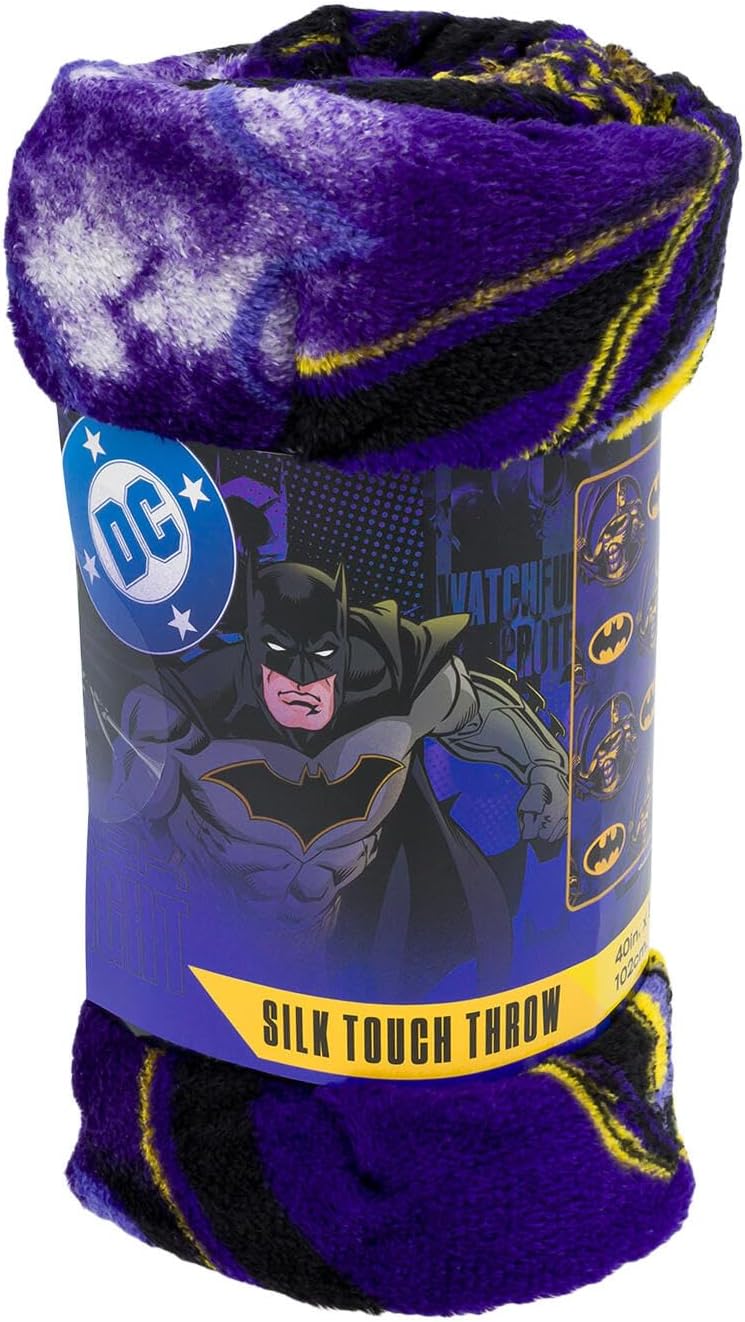 Northwest DC Batman Silk Touch Throw Blanket, Purple, 40 x 50 Inches, Polyester, Superhero Theme