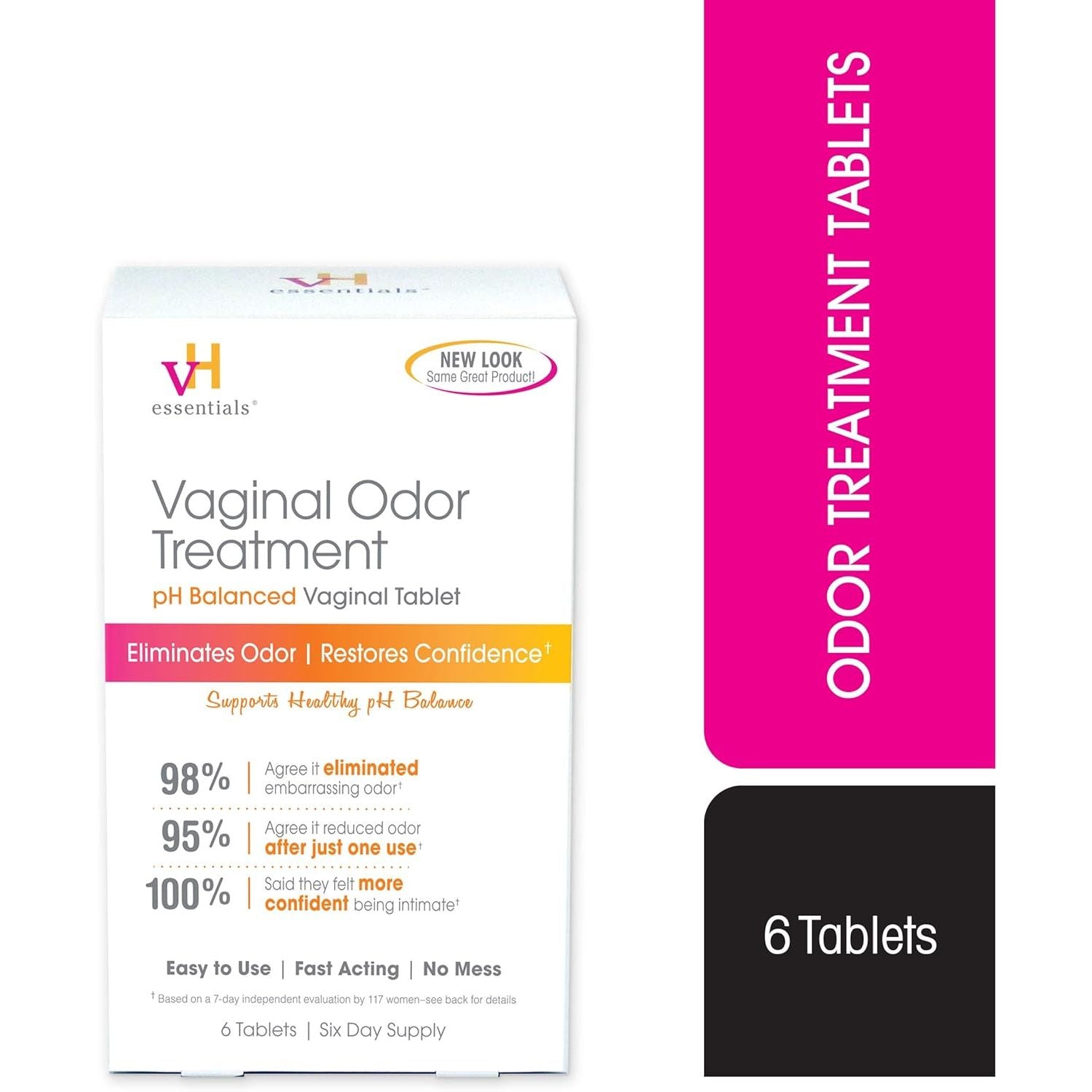 VH essentials Vaginal Odor Treatment, pH Balanced Suppositories, 6 Tablets