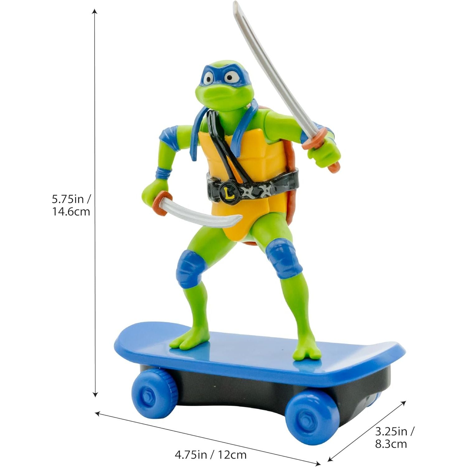 Teenage Mutant Ninja Turtles 5" Sewer Shredders Leonardo Movie Edition, Ages 3+, Pretend Play Toy Figure Playsets, Shred and Battle with TMNT Skate Toy!