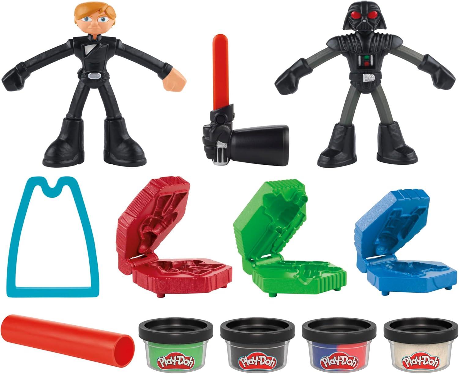 Play-Doh Star Wars Squish & Slice Lightsabers Playset, Bendy 4 Inch Luke Skywalker & Darth Vader Action Figures, Imagination Toys for 4 Year Old Boys & Girls & Up