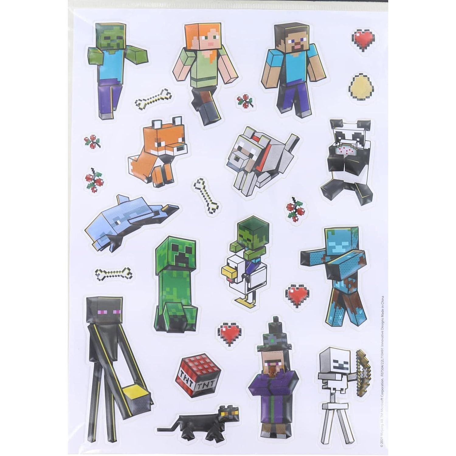 Minecraft Raised 3D Stickers | One Sheet
