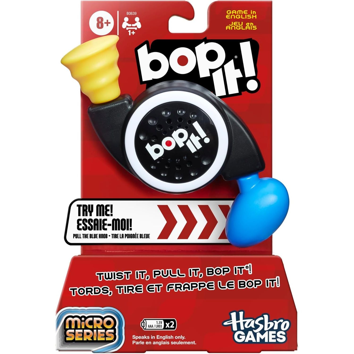 Hasbro Gaming Bop It! Micro Series Electronic Game for 1 or More Players, Classic Bop It! Gameplay in a Compact Size, Fun Party Game for Kids Ages 8+