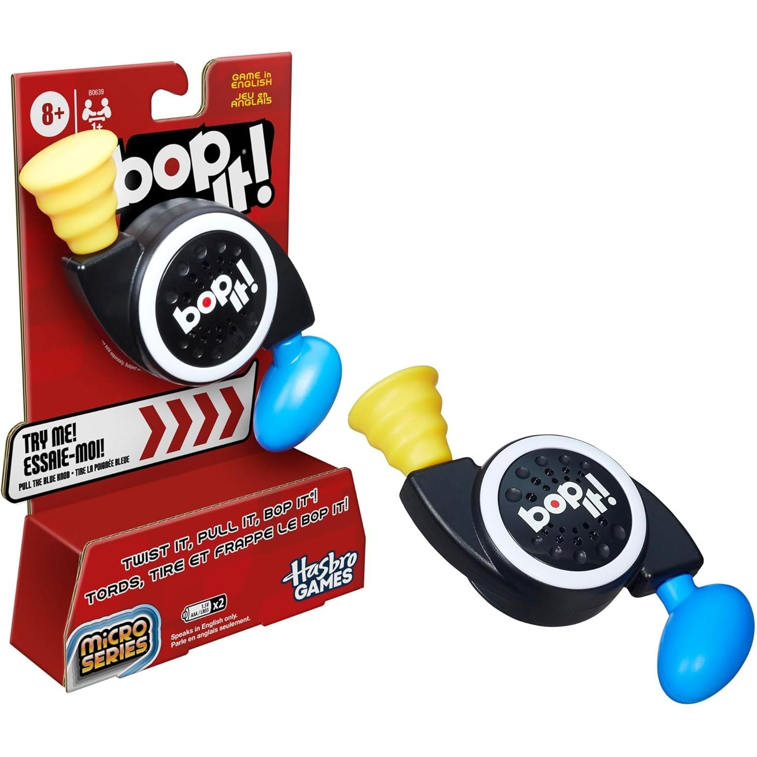 Hasbro Gaming Bop It! Micro Series Electronic Game for 1 or More Players, Classic Bop It! Gameplay in a Compact Size, Fun Party Game for Kids Ages 8+