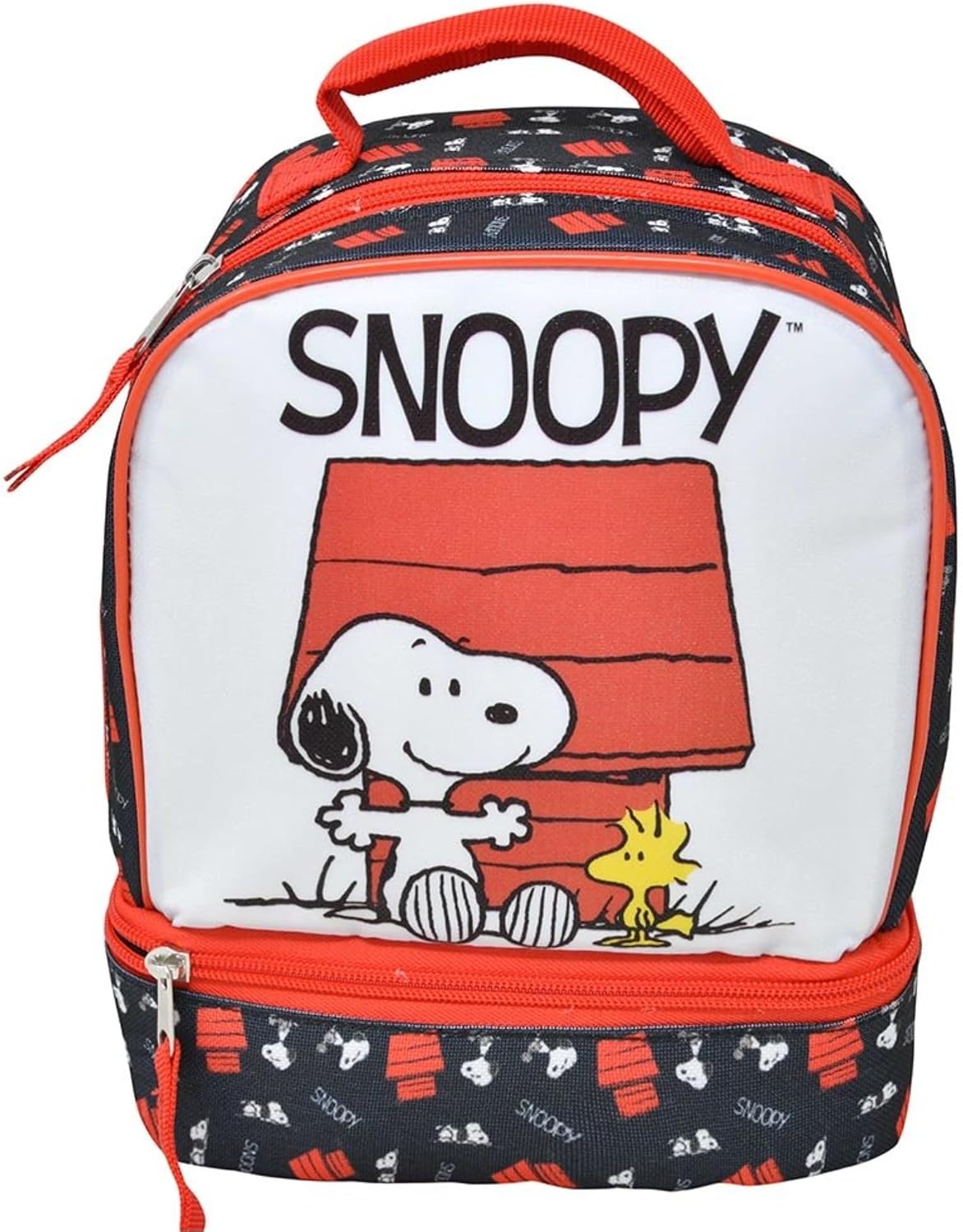 Fast Forward Kids Insulated Lunch Bag with Handle – Peanuts Snoopy Drop Bottom Lunch Bag Design – Reusable Soft Cooler Lunch Box for Boys & Girls, School, Daycare & Travel