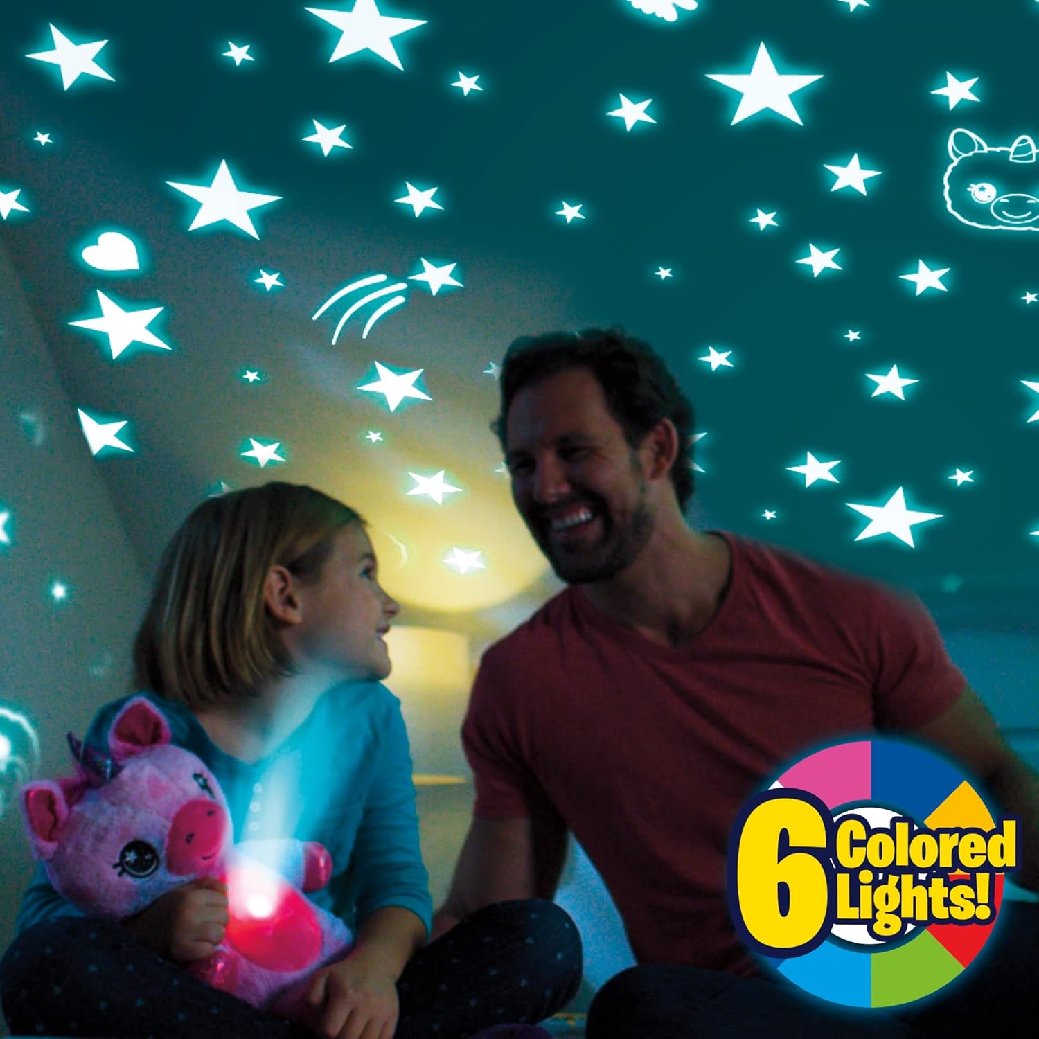 Ontel Star Belly Dream Lites, Stuffed Animal Night Light, Magical Pink And Purple Unicorn - Projects Glowing Stars & Shapes In 6 Gentle Colors, As Seen On TV