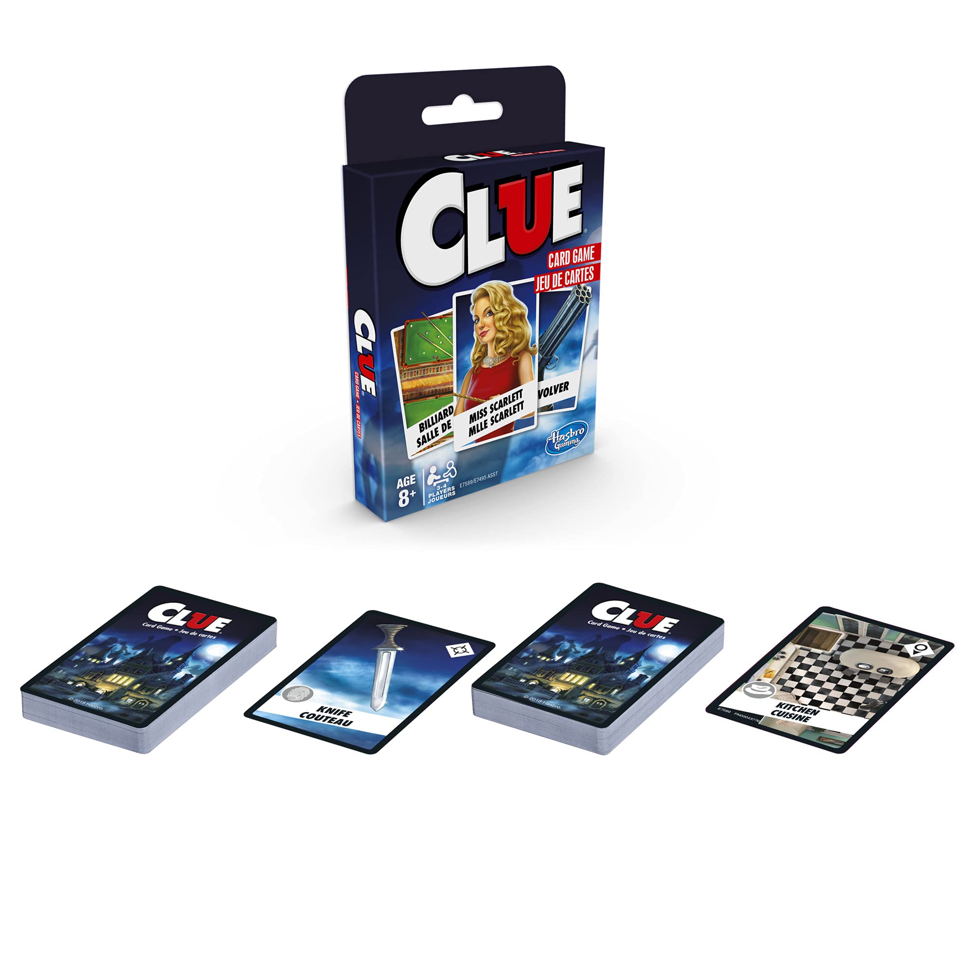 Hasbro Gaming Clue Card Game, 3-4 Player Strategy Game, Fun Summer Activities, Vacation Travel Essentials, Ages 8+