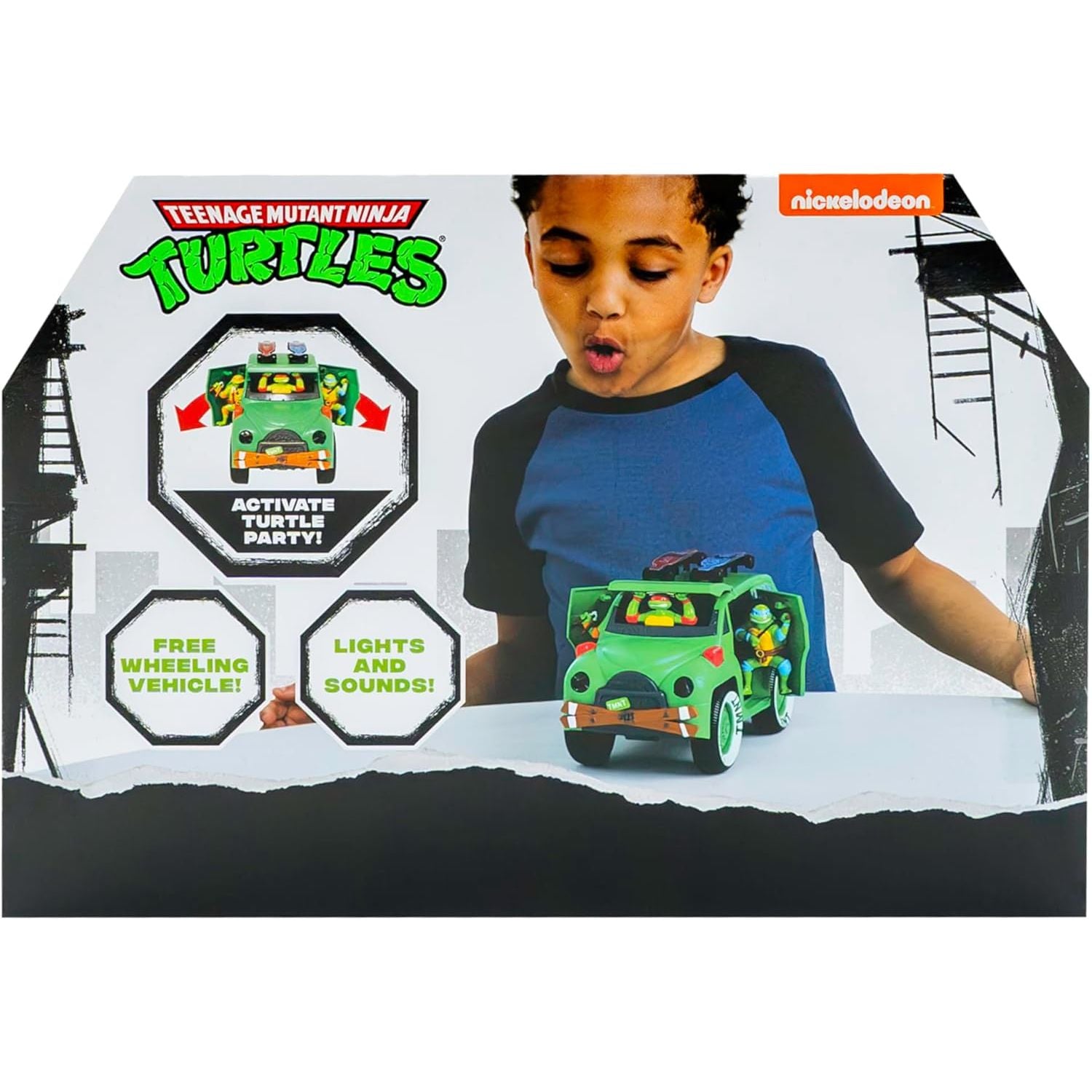 Teenage Mutant Ninja Turtles, Turtle Party Cruiser w/Lights and Sounds, Vintage Styling, Interactive Play, Ages 3+