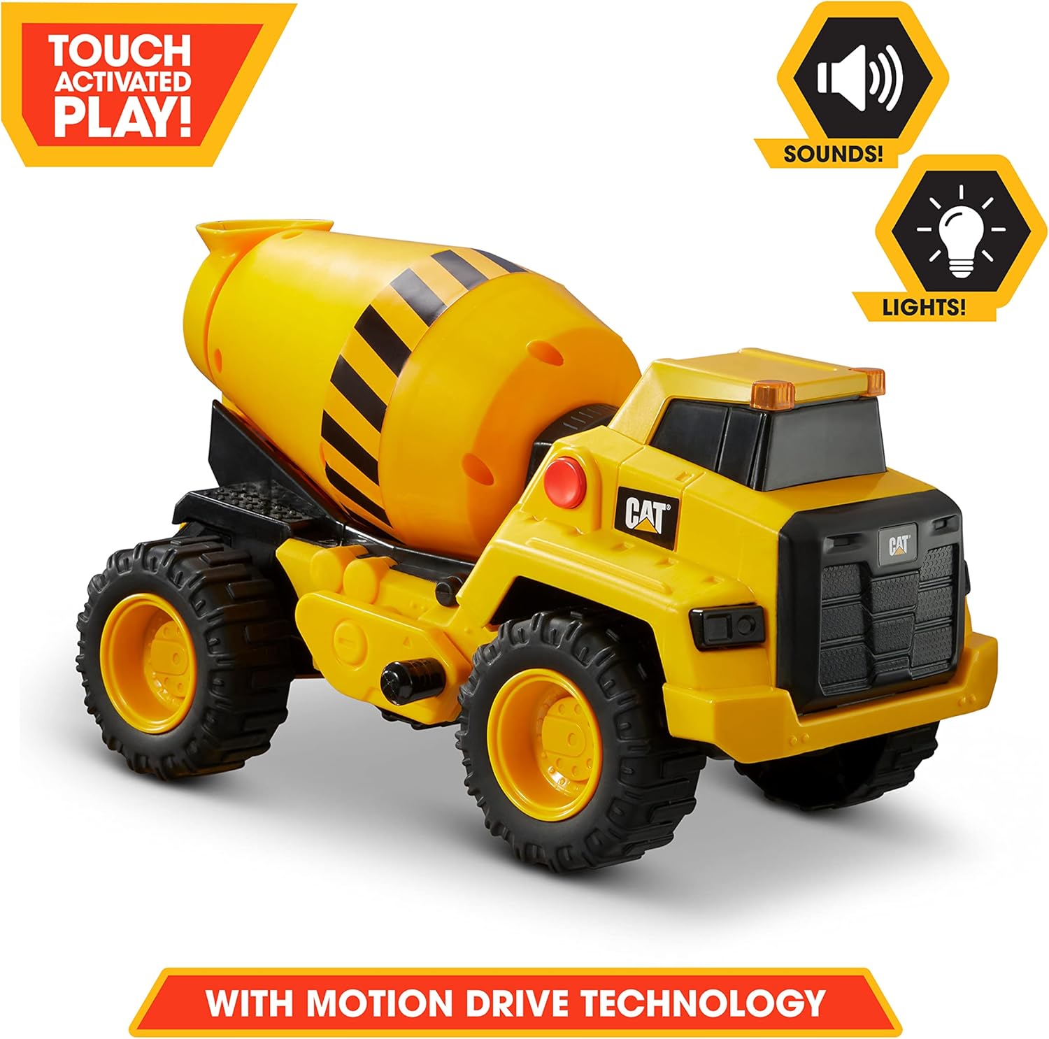 CAT Construction Toys, CAT Construction 11.5" Power Haulers Cement Mixer, Realistic Lights & Sounds, Motion Drive Technology, Working Features, and Interactive Play for Ages 3+