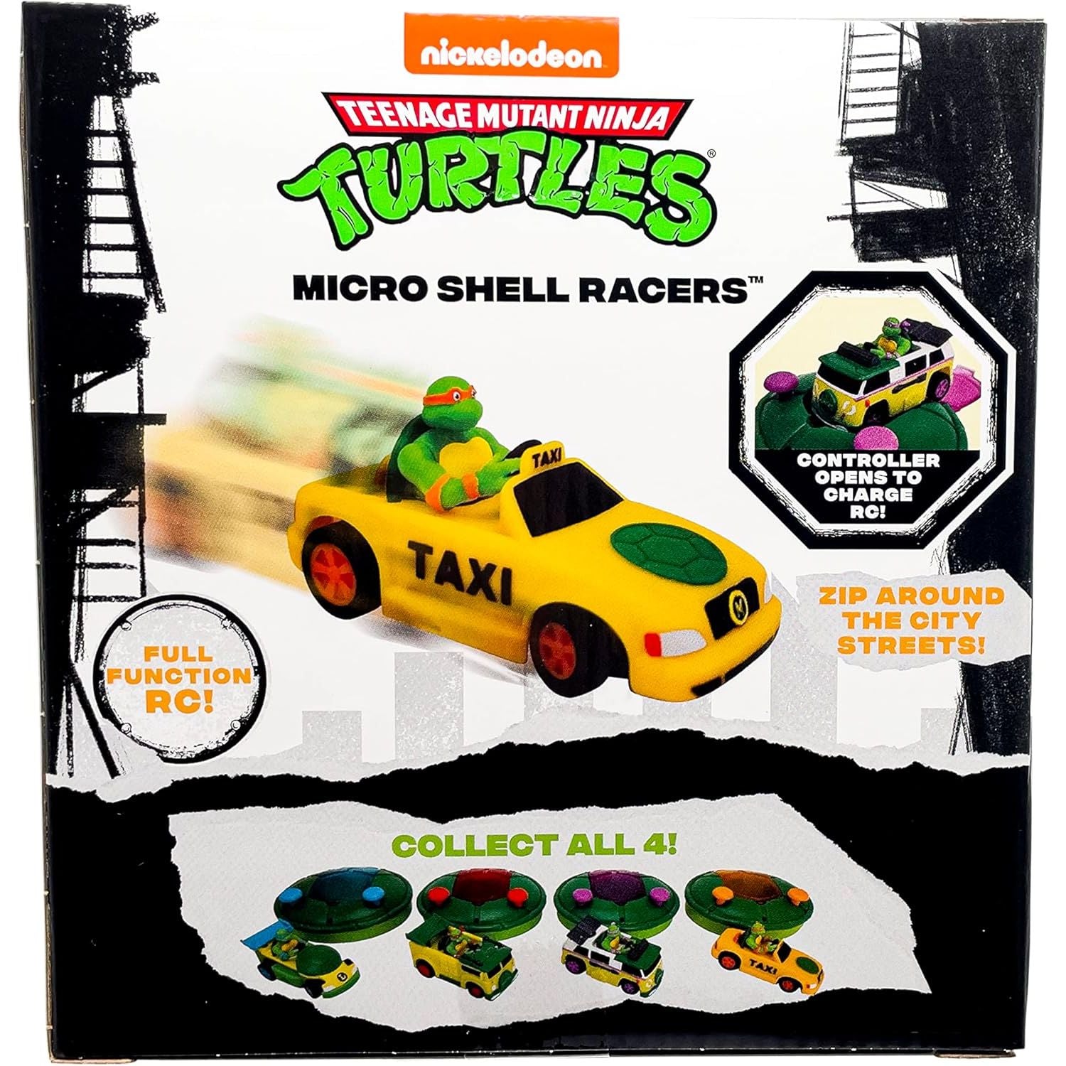 Teenage Mutant Ninja Turtles Toy, Michelangelo Micro Shell Racer Vehicle, TMNT Ninja Racing Toy for Kids, Classic Edition for Kids, Ages 3+