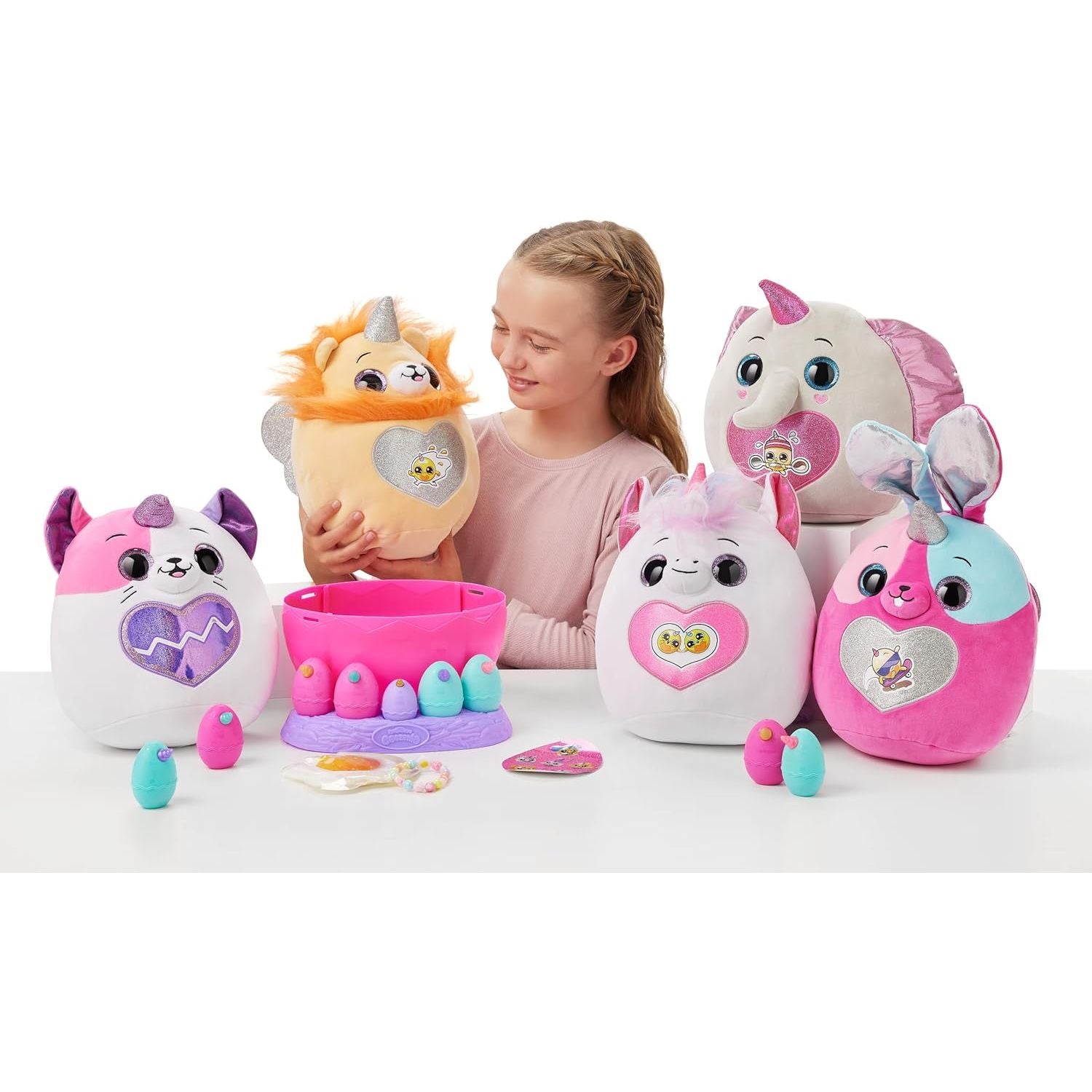 Rainbocorns Eggzania Surprise Mania Series 1 (Unicorn) by ZURU, Collectible Plush Stuffed Animal, Surprise Eggs, 5 Mini Eggs, Stickers, DIY Jewelry, Slime, Ages 3+ for Girls, Children