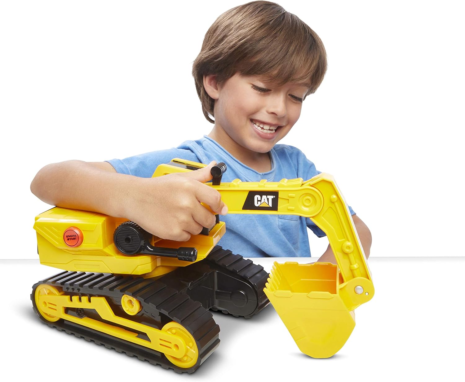 Cat Construction Power Haulers Excavator - Motion Drive Technology and Lights & Sounds Toy Truck for Kids Ages 3+, Durable Yellow Construction Vehicle