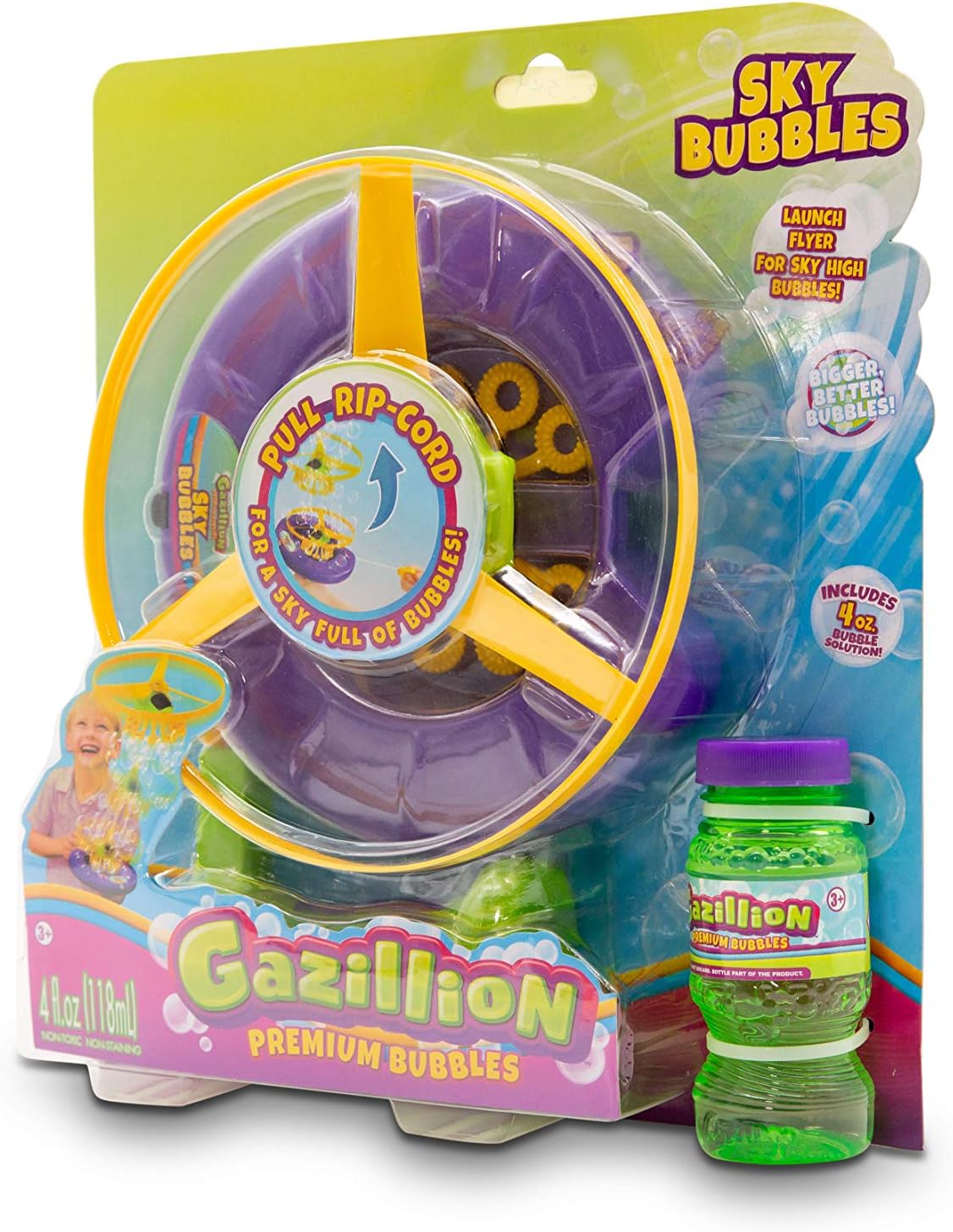 Gazillion Bubbles - Sky Bubbles Bubble Launcher - 4oz. Bottle of Solution Included - Perfect for Parties & Playtime - Ages 3 and Up