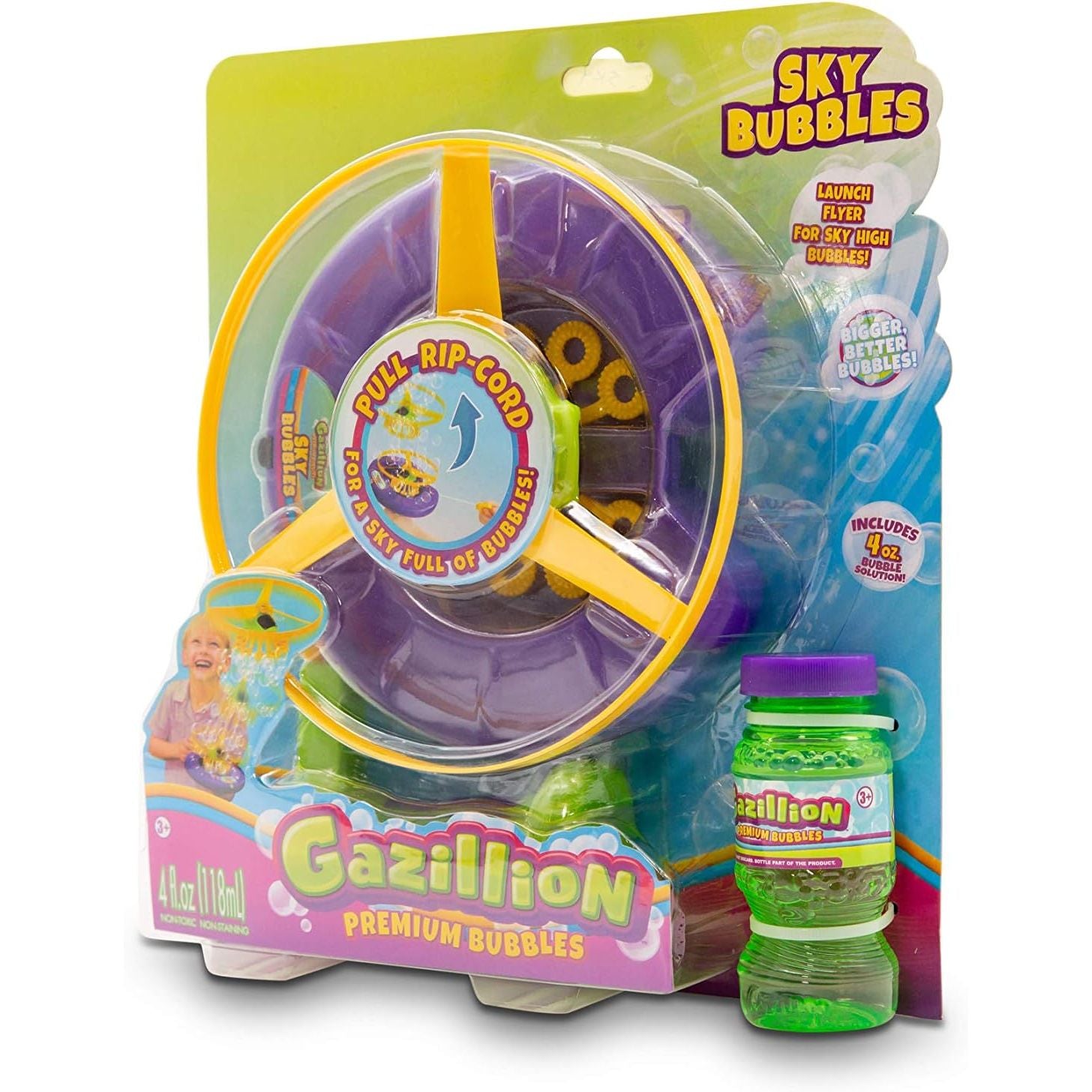 Gazillion Bubbles - Sky Bubbles Bubble Launcher - 4oz. Bottle of Solution Included - Perfect for Parties & Playtime - Ages 3 and Up