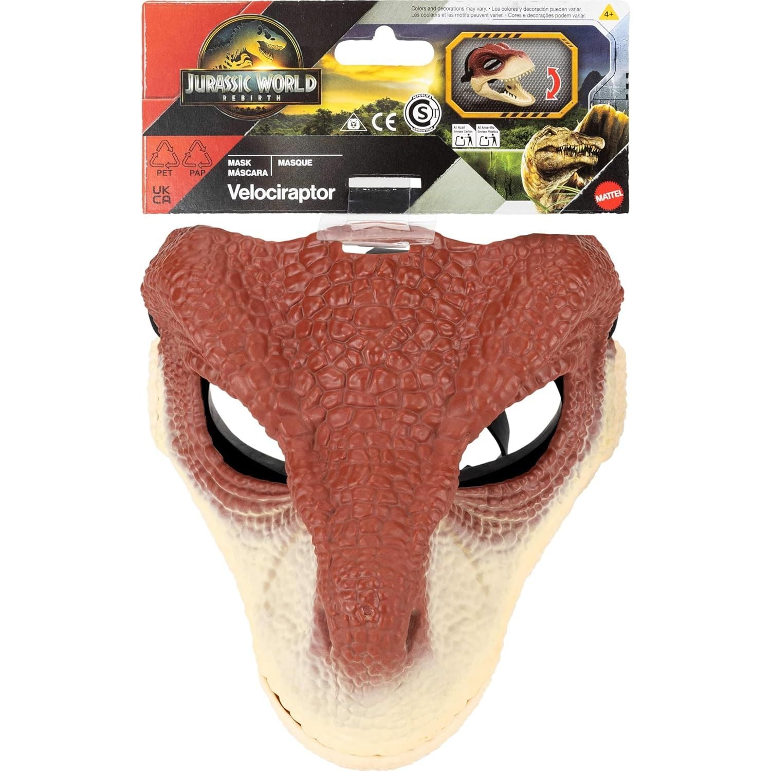Mattel Jurassic World Rebirth Dinosaur Mask, Role-Play Head Wear, Openable Jaw, Realistic Texture and Color, Adjustable Strap